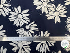 POPELINE DE COTON BLEU MARINE IMPRIMÉE TOURNESOL BLANC - My Little Coupon