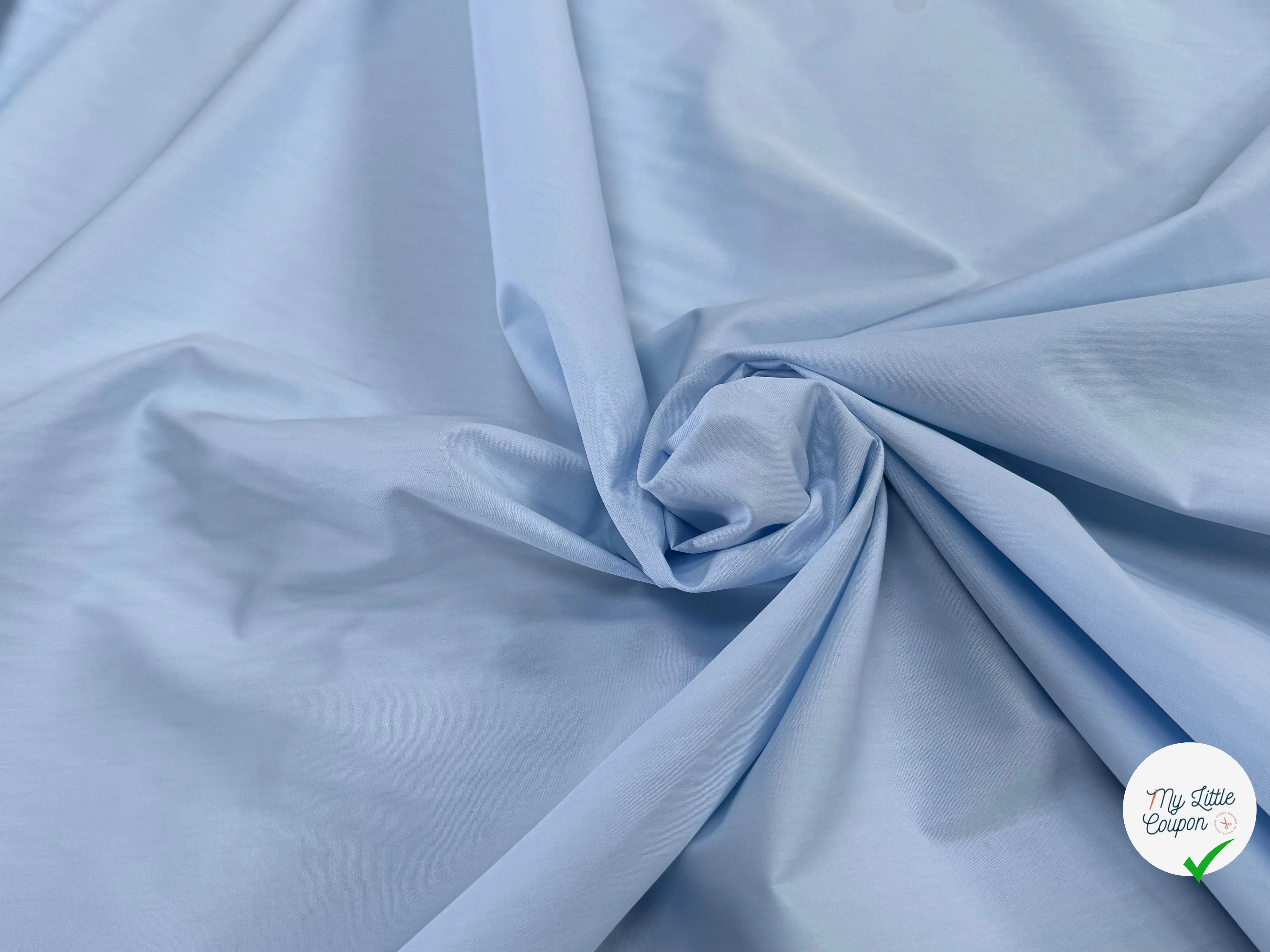 POPELINE DE COTON BLEU PASTEL UNI - My Little Coupon
