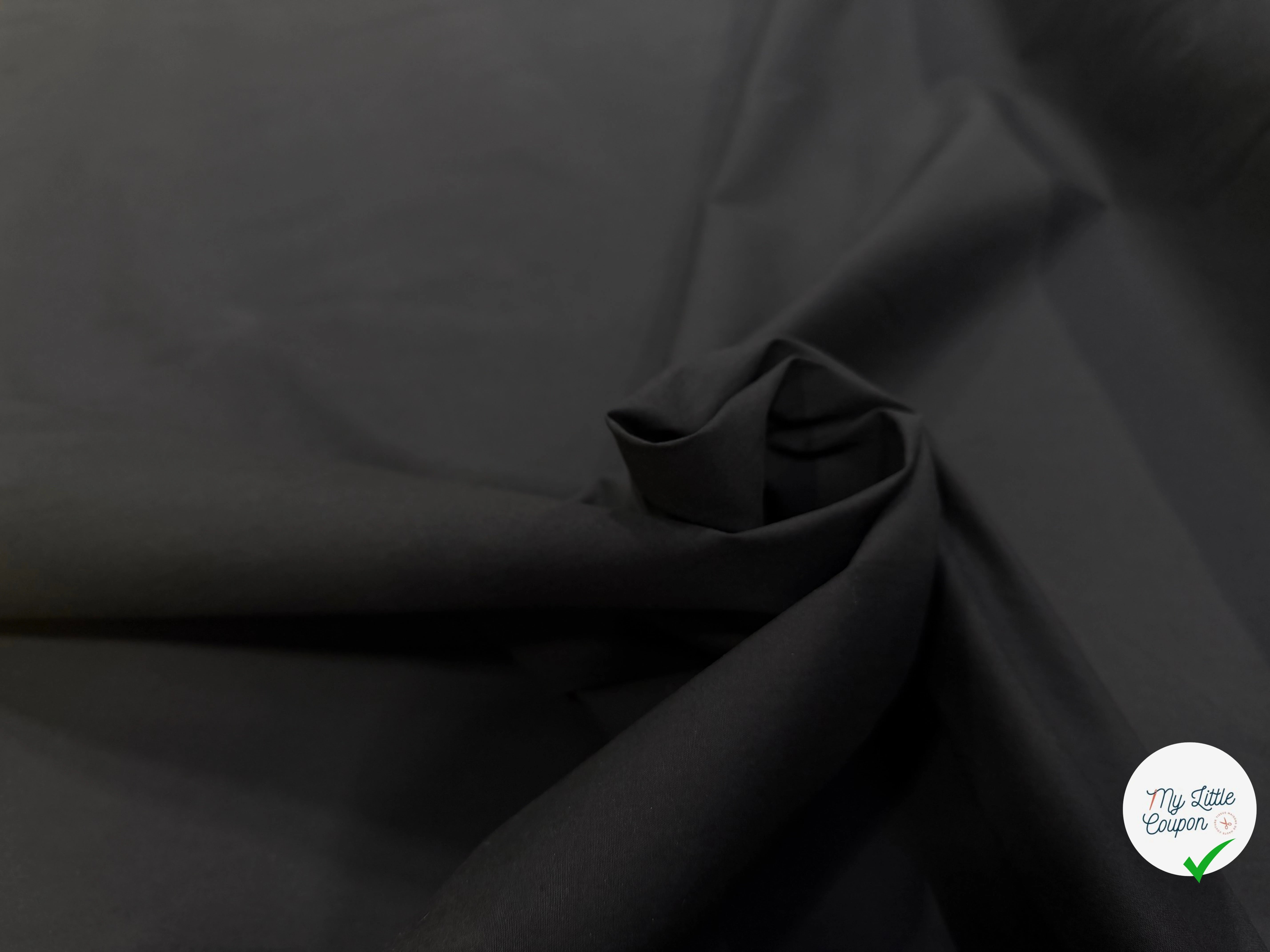Tissu toile de coton stretch lavée noir - vue de la matière