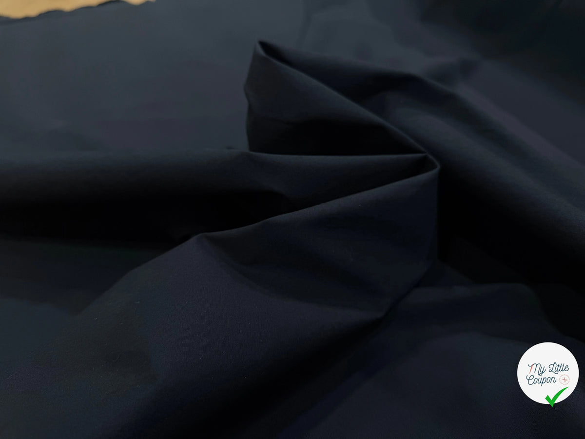 POPELINE DE COTON CRAQUANTE BELLE DENSITÉ 4% ÉLASTHANNE NOIR COUTURE ITALY - My Little Coupon