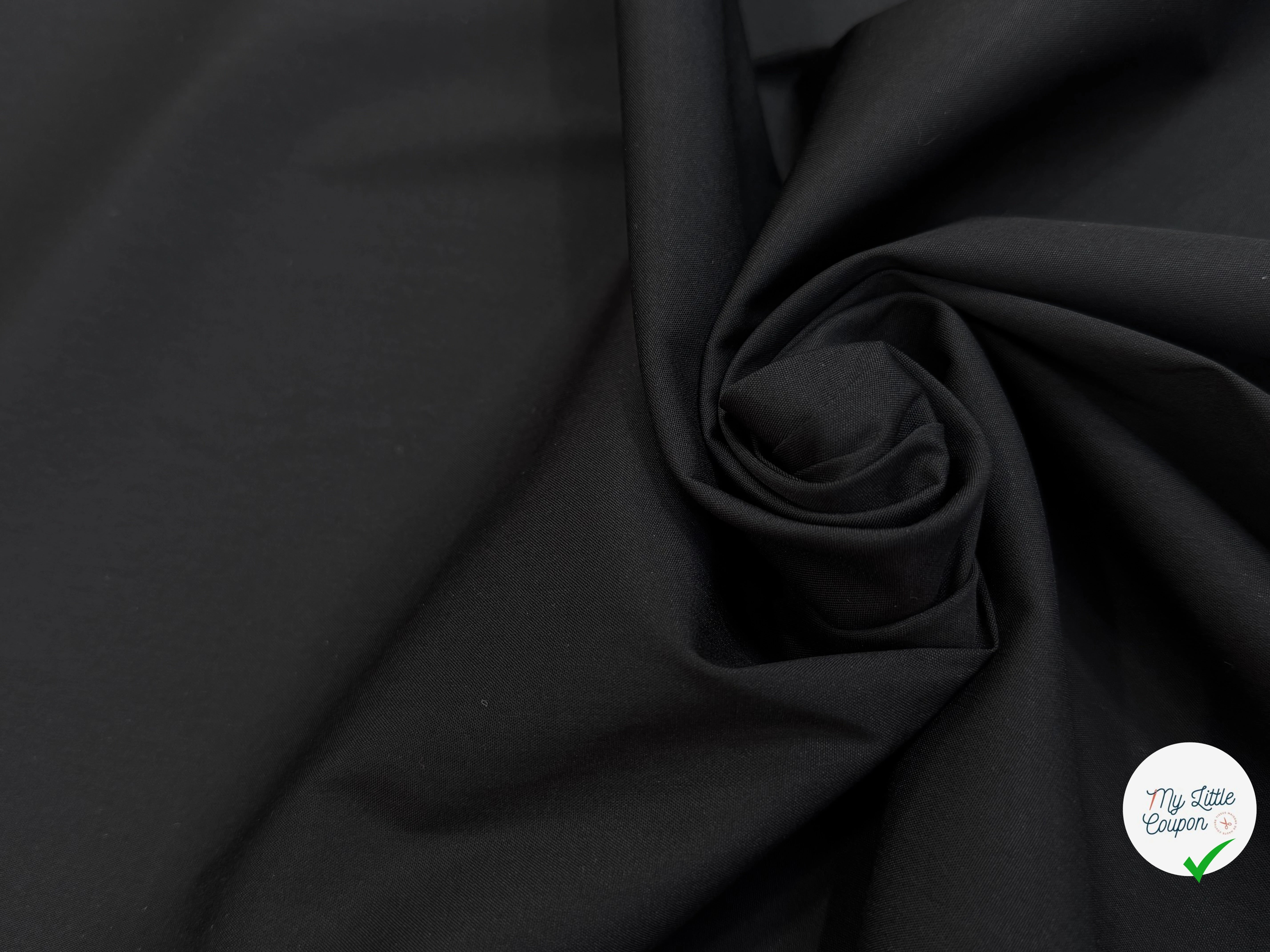 POPELINE DE COTON CRAQUANTE STRETCH NOIR QUALITÉ COUTURE - My Little Coupon