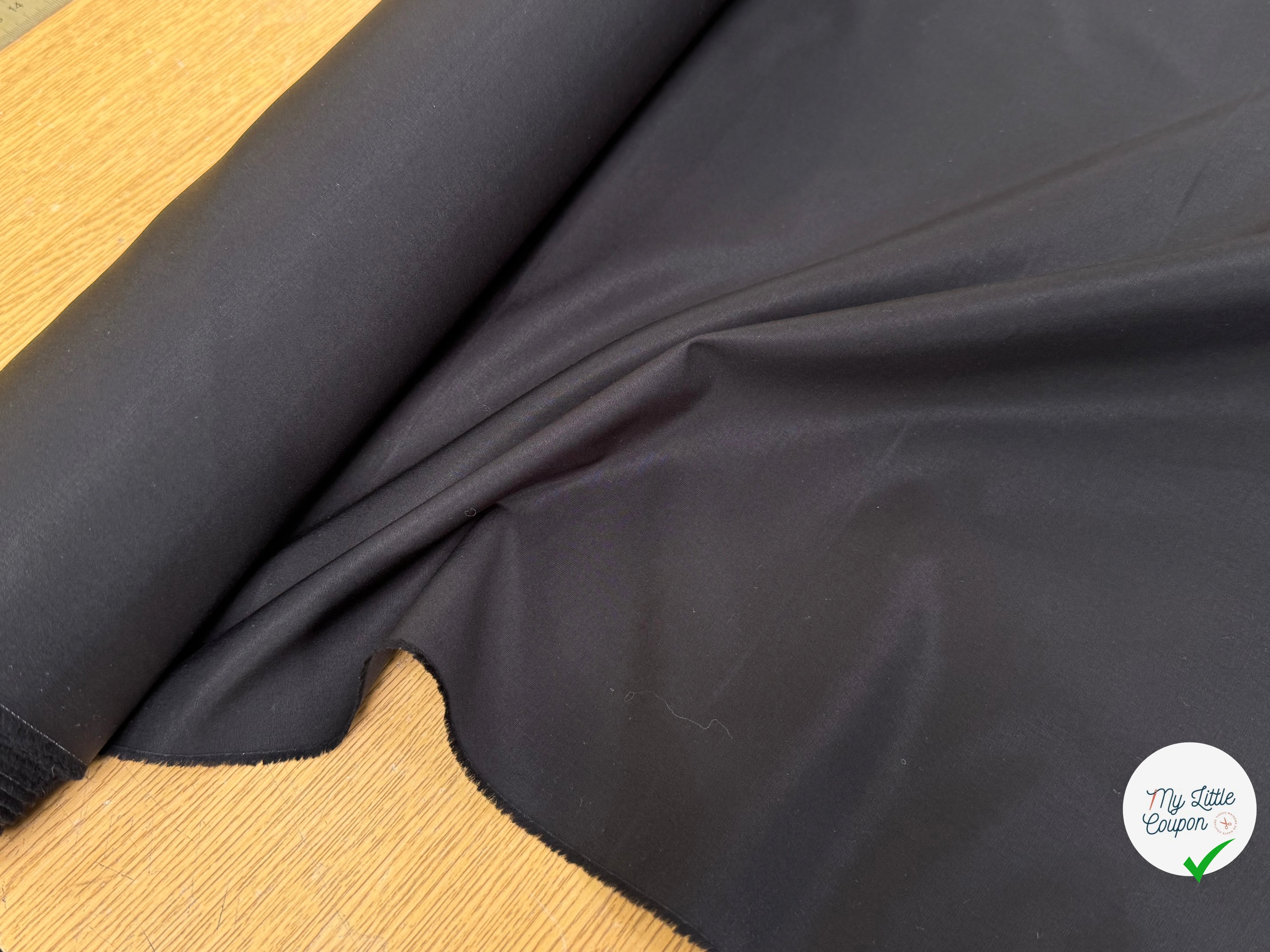 POPELINE DE COTON CRAQUANTE TENUE LOURDE QUALITÉ COUTURE NOIR - My Little Coupon