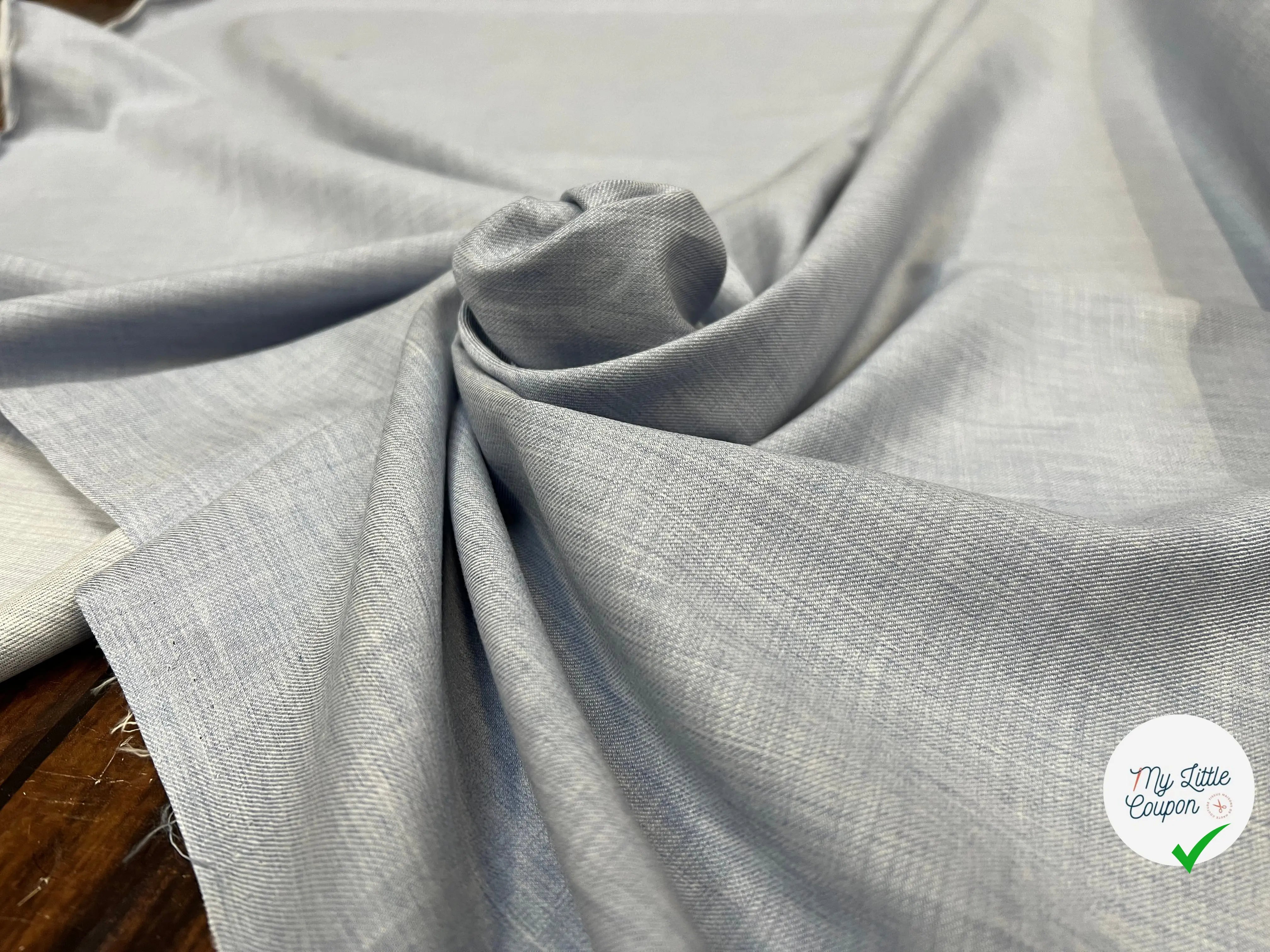 POPELINE DE COTON DUVETEUX BLEU - My Little Coupon