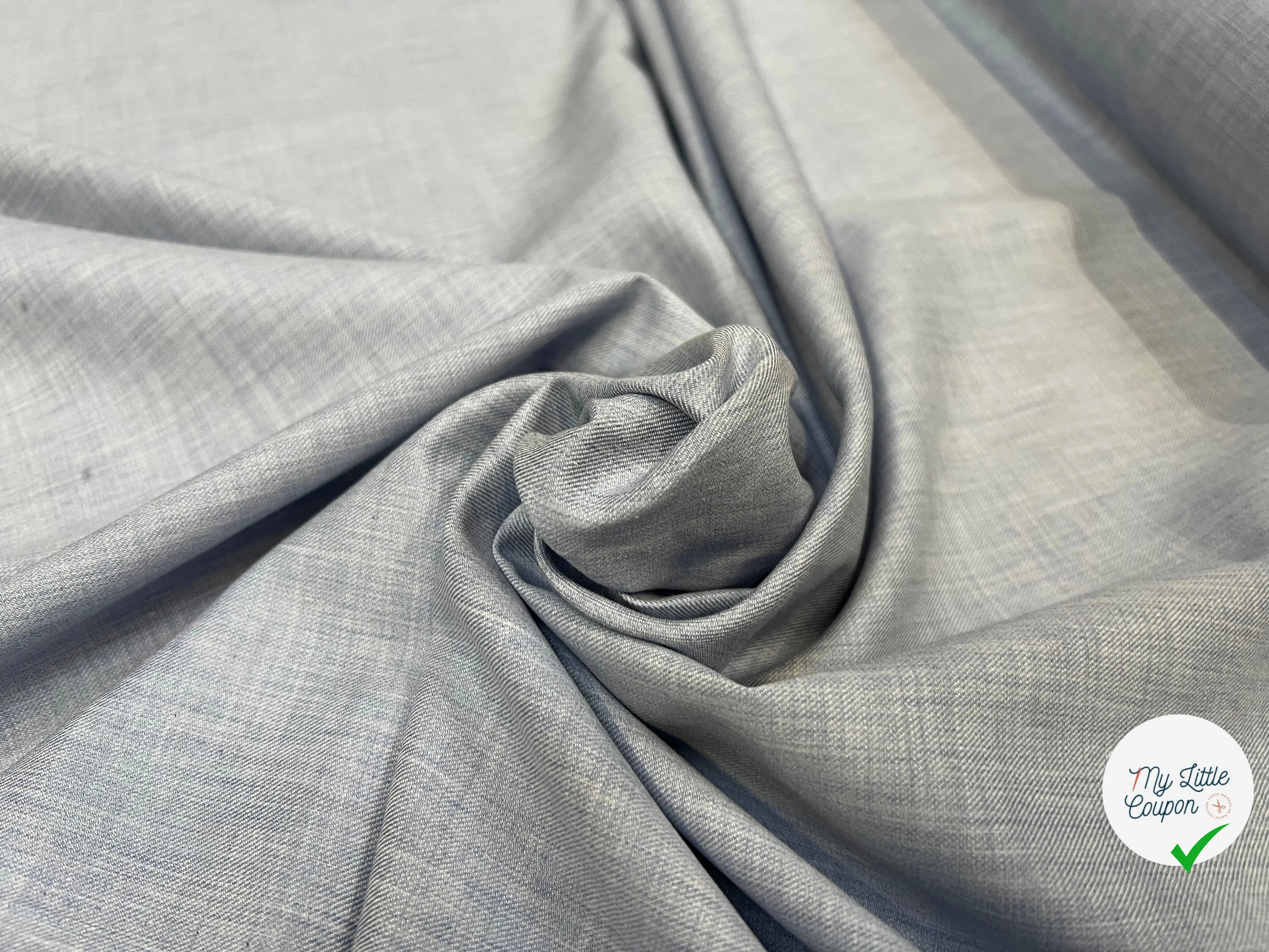 POPELINE DE COTON DUVETEUX BLEU - My Little Coupon