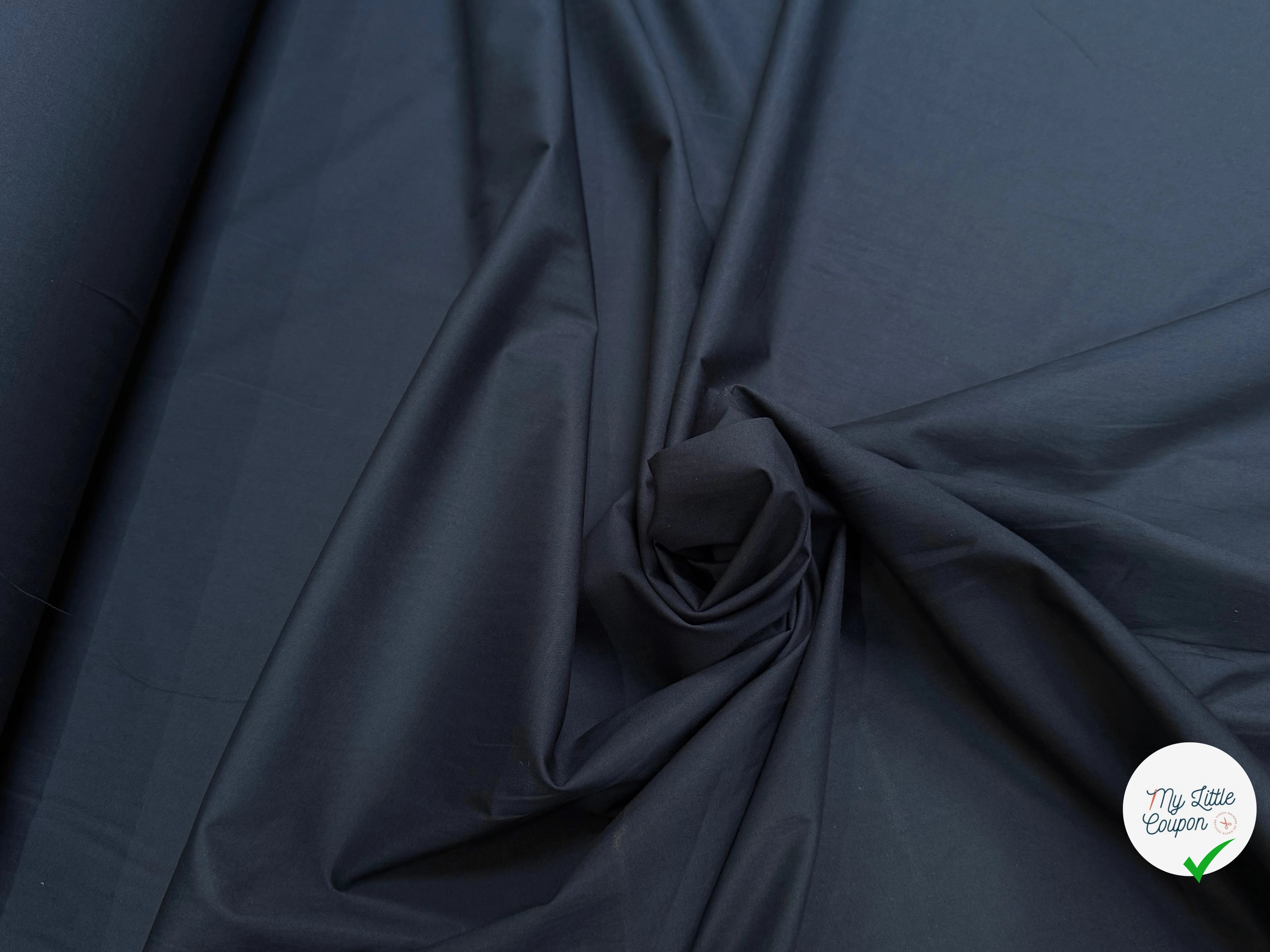 Tissu popeline de coton stretch bleu nuit