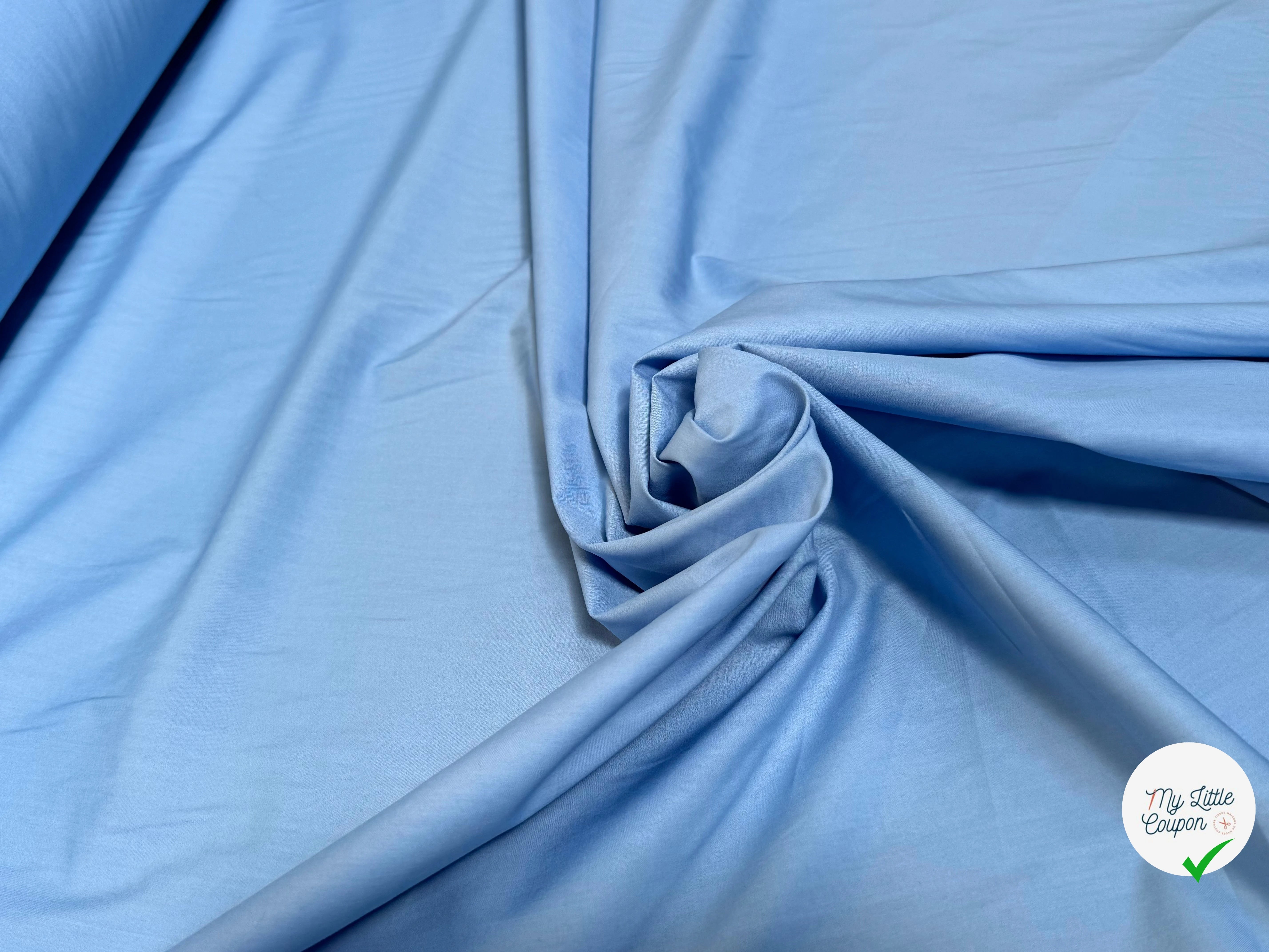POPELINE DE COTON ESTE/X BLEU CIEL COUTURE - My Little Coupon