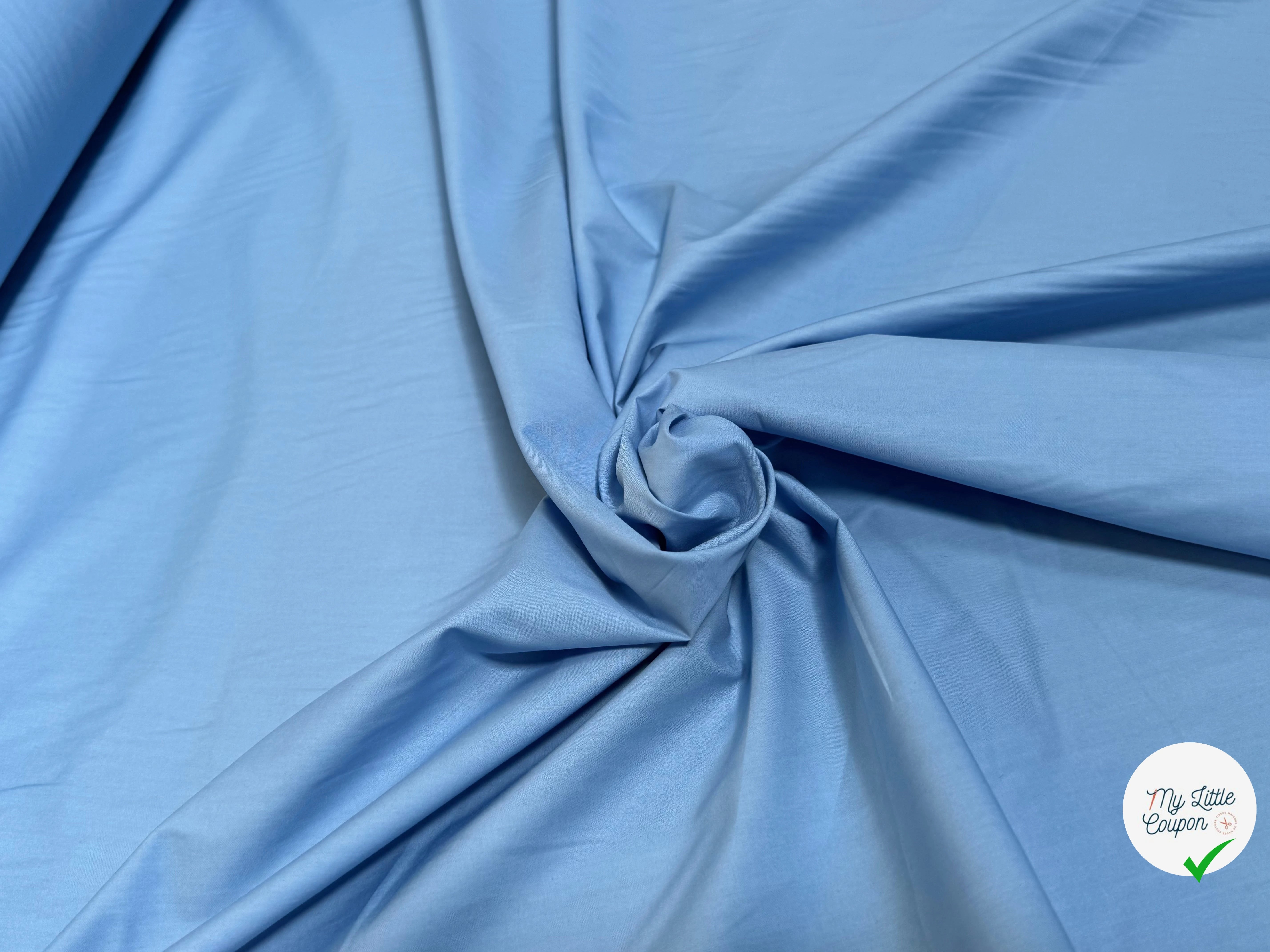 POPELINE DE COTON ESTE/X BLEU CIEL COUTURE - My Little Coupon