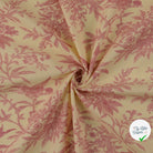 POPELINE DE COTON FEUILLES VIEUX ROSE - My Little Coupon