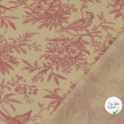 POPELINE DE COTON FEUILLES VIEUX ROSE - My Little Coupon