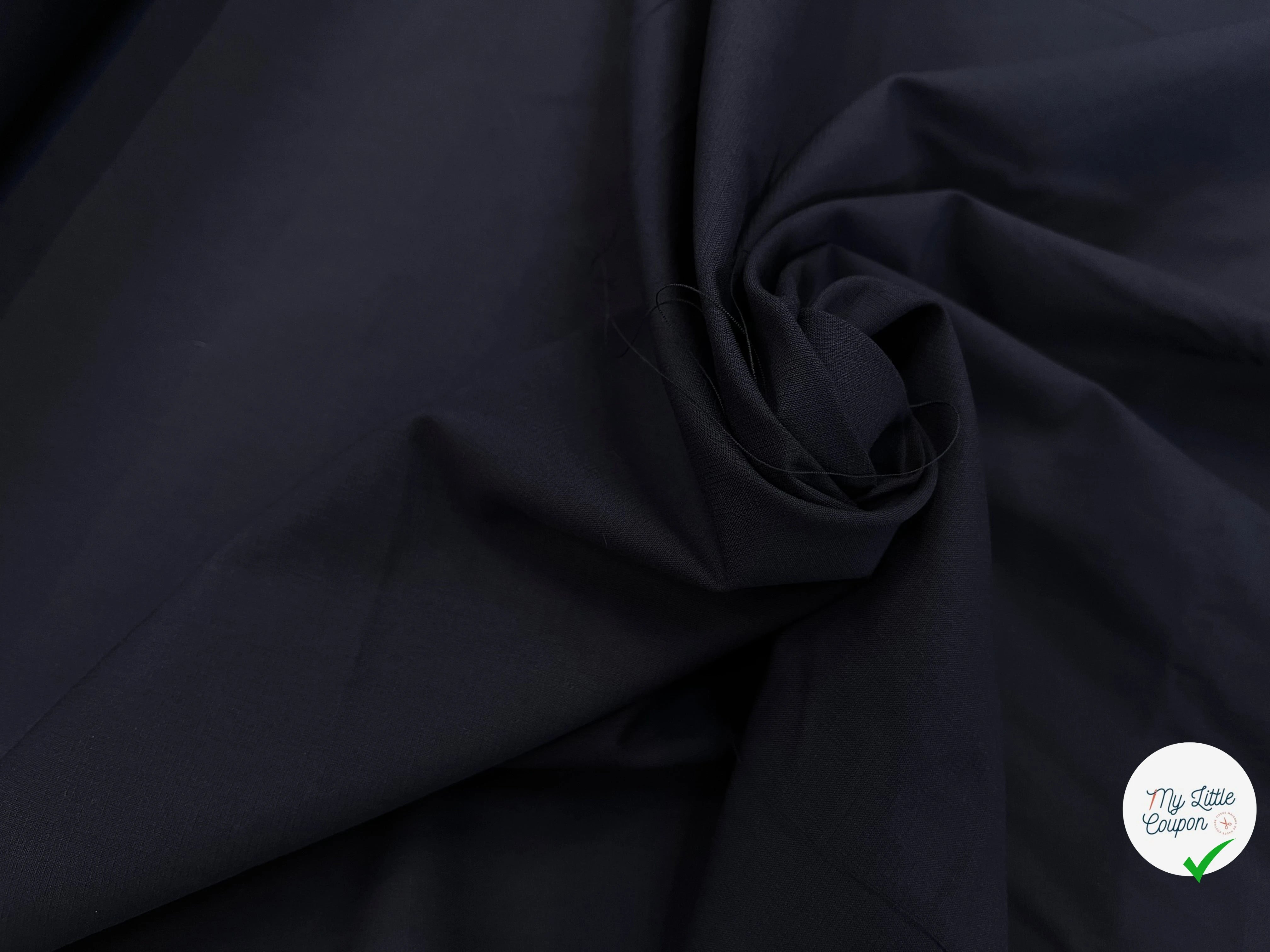 POPELINE DE COTON FINEMENT RAYÉE BLEU MARINE 154CM - My Little Coupon