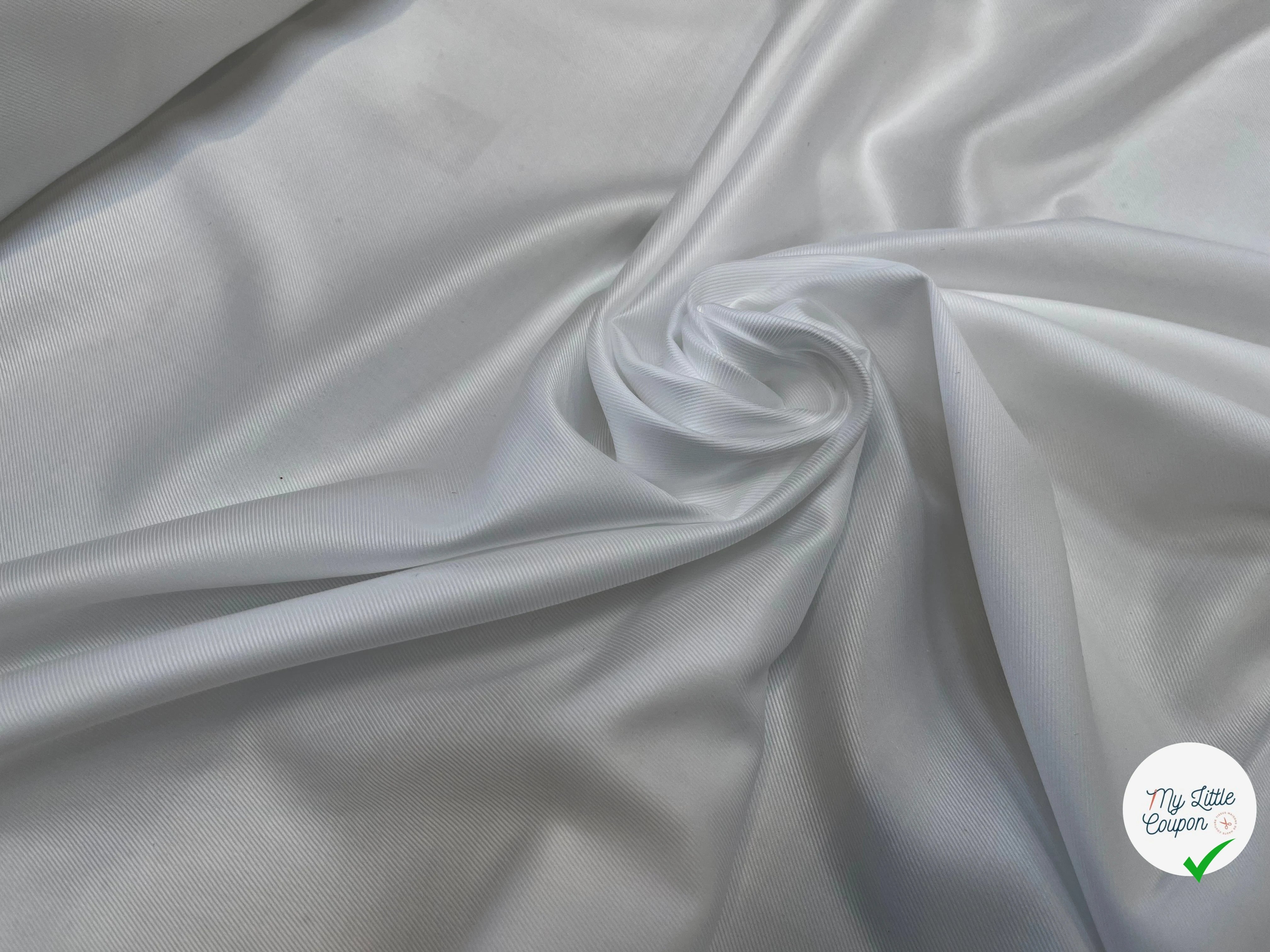 POPELINE DE COTON FINEMENT SERGÉE BLANC FLUIDE - My Little Coupon