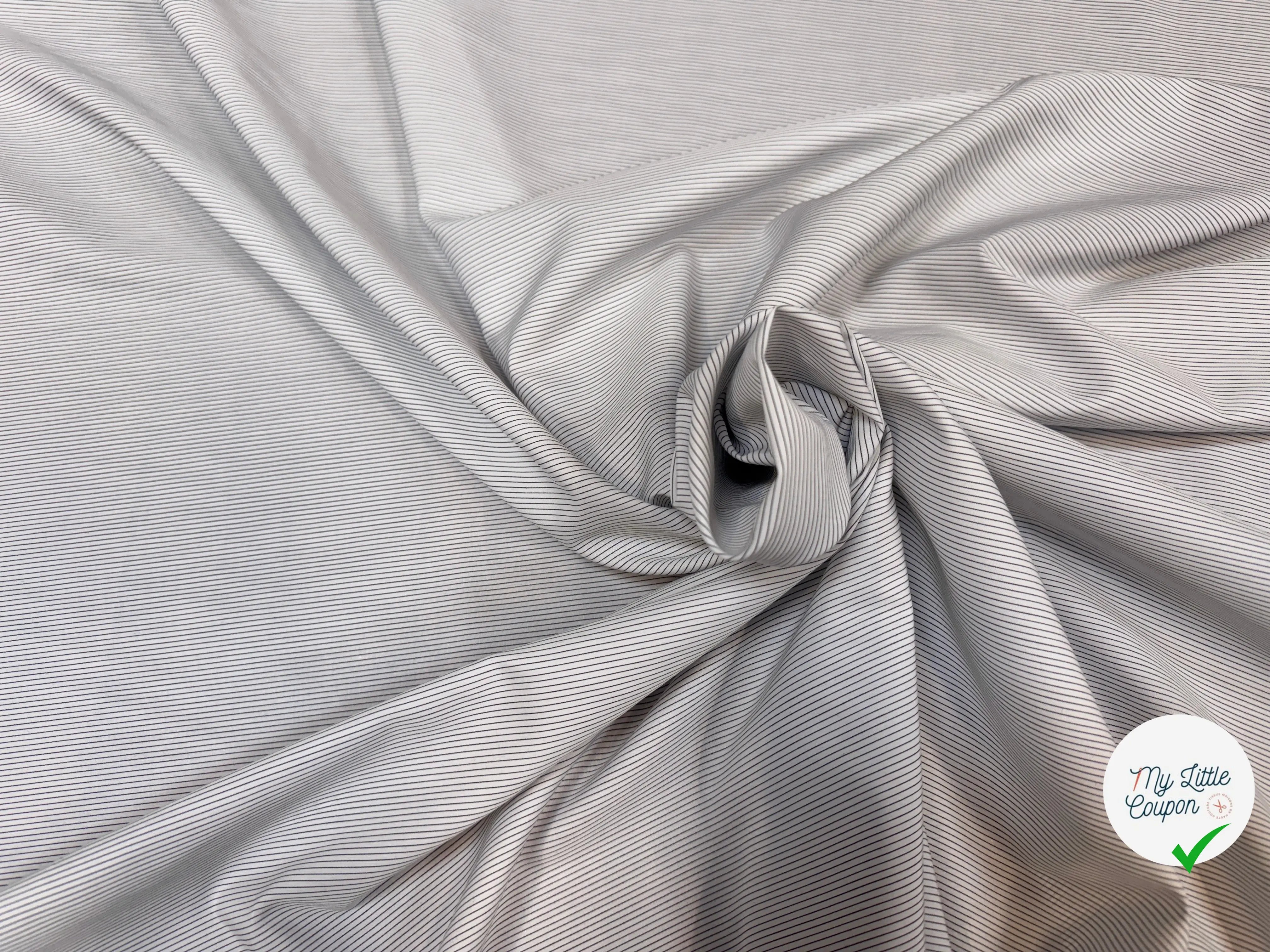 POPELINE DE COTON FINES RAYURES BLEU ET MARRON - My Little Coupon