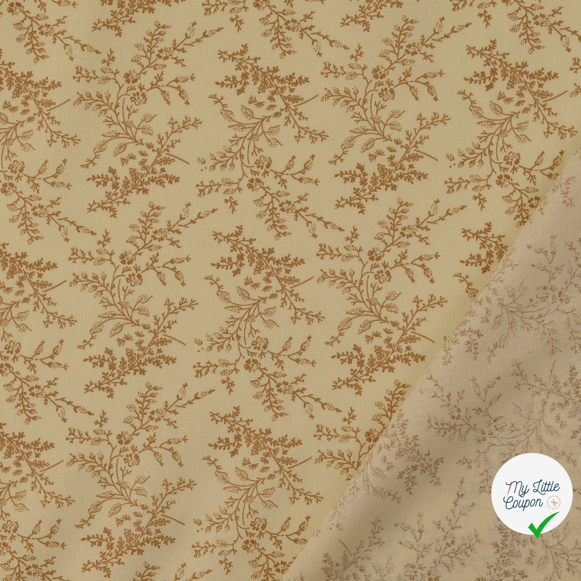 POPELINE DE COTON FLEURS BEIGE - My Little Coupon