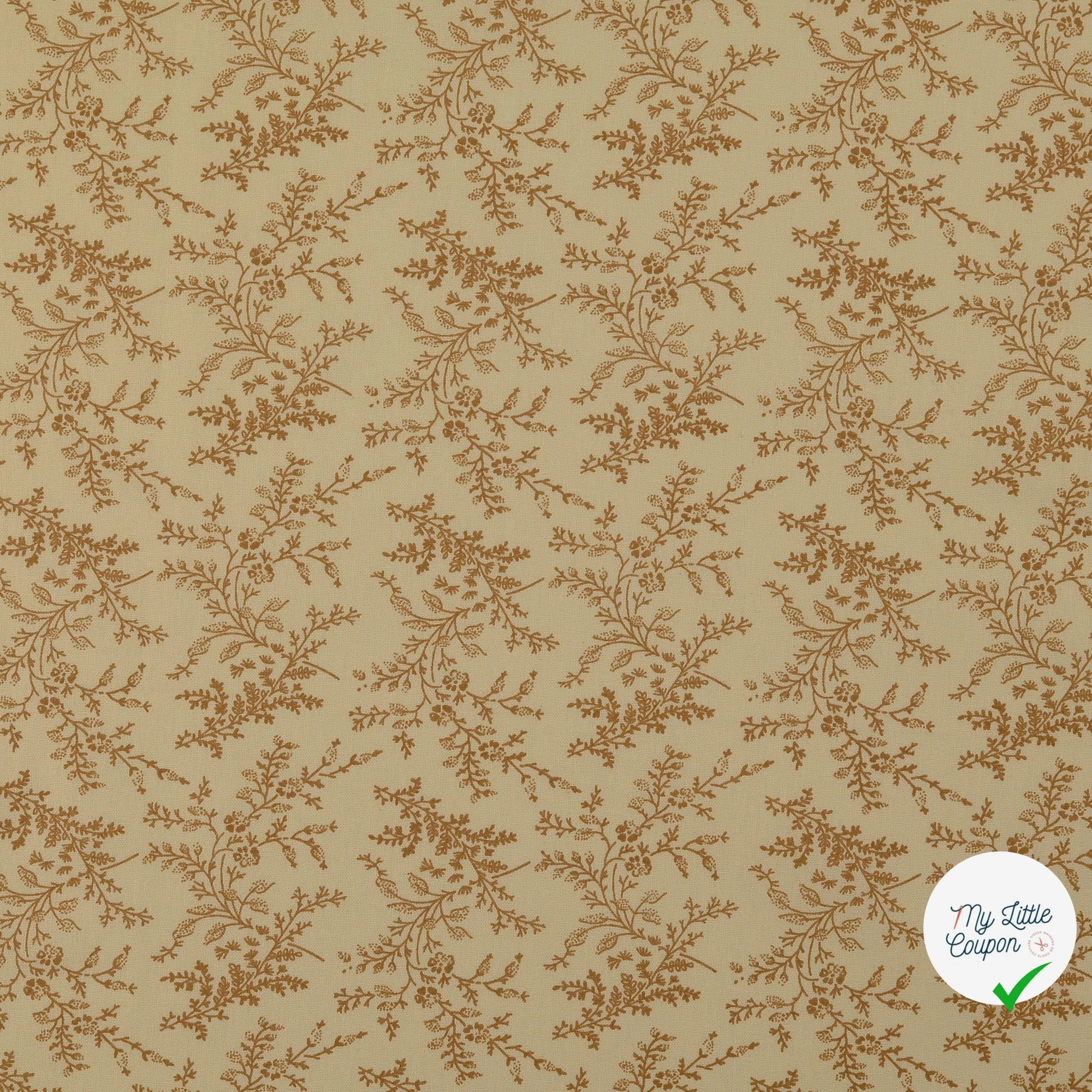POPELINE DE COTON FLEURS BEIGE - My Little Coupon