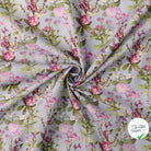 POPELINE DE COTON FLEURS BLEU CLAIR - My Little Coupon