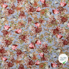 POPELINE DE COTON FLEURS FOND BLEU BÉBÉ - My Little Coupon
