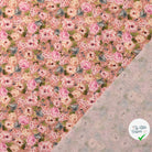 POPELINE DE COTON FLEURS FOND VIEUX ROSE - My Little Coupon