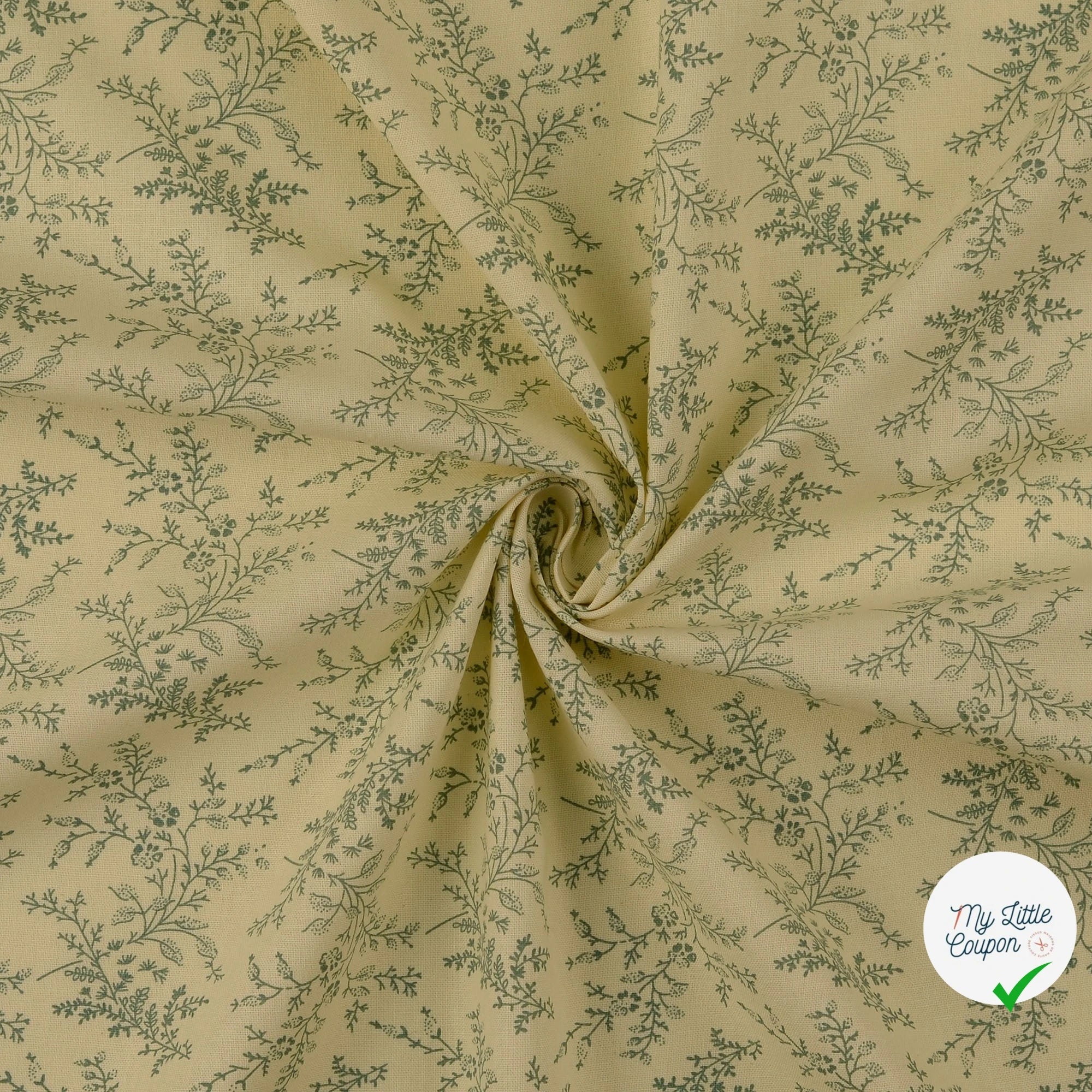POPELINE DE COTON FLEURS MENTHE - My Little Coupon