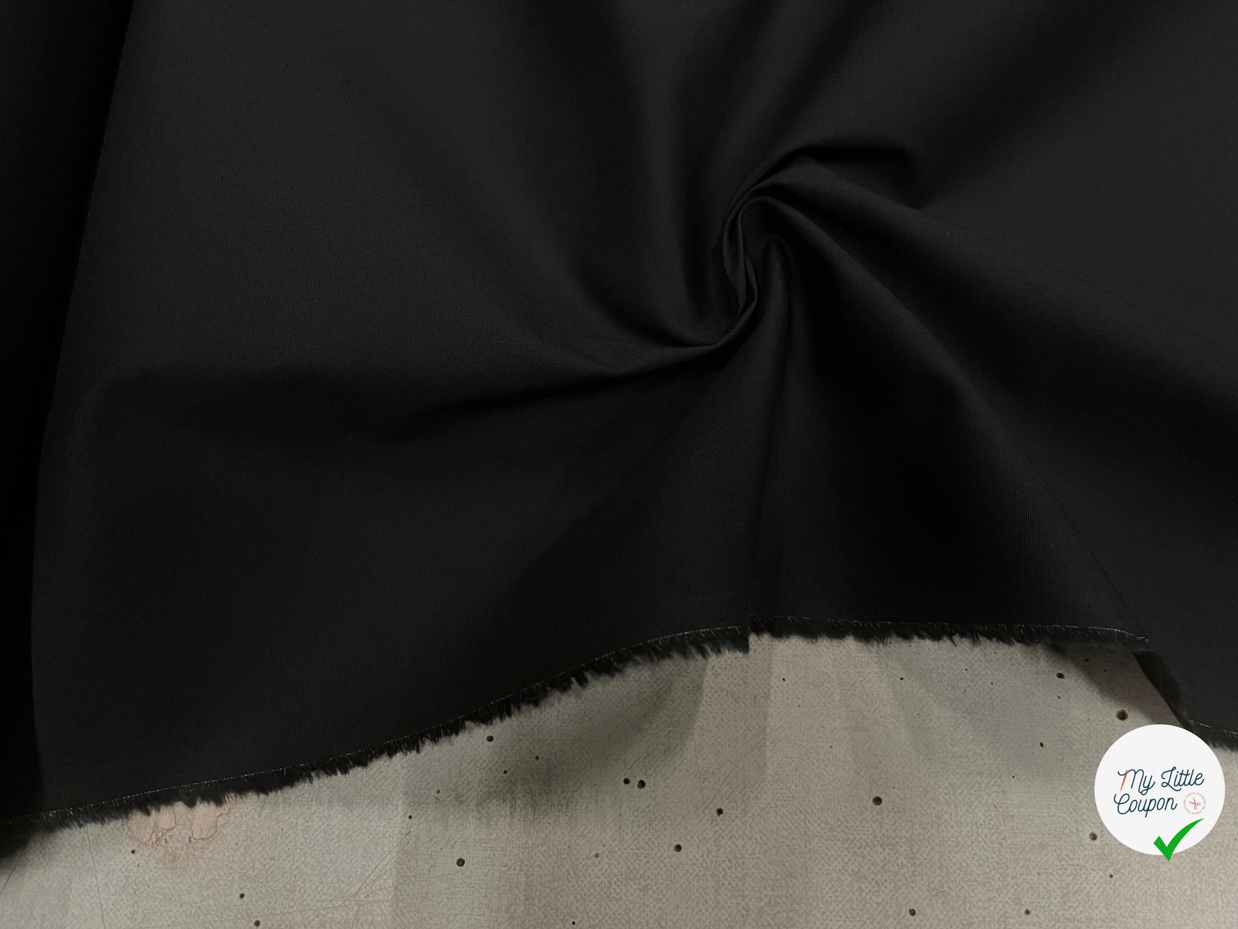 POPELINE DE COTON FLUIDE NOIR 132CM - My Little Coupon
