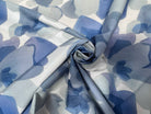 POPELINE DE COTON FOND BLANC MOTIFS ABSTRAIT BLEU - My Little Coupon
