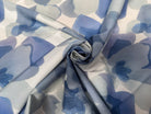 POPELINE DE COTON FOND BLANC MOTIFS ABSTRAIT BLEU - My Little Coupon