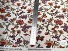 POPELINE DE COTON FOND CASSÉ IMPRIMÉE JOLIES GROSSES FLEURS ORANGE VIOLET - My Little Coupon