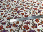 POPELINE DE COTON FOND CASSÉ IMPRIMÉE JOLIES GROSSES FLEURS ORANGE VIOLET - My Little Coupon
