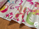POPELINE DE COTON FOND ÉCRU GROSSE FLEURES MULTICOLORES - My Little Coupon