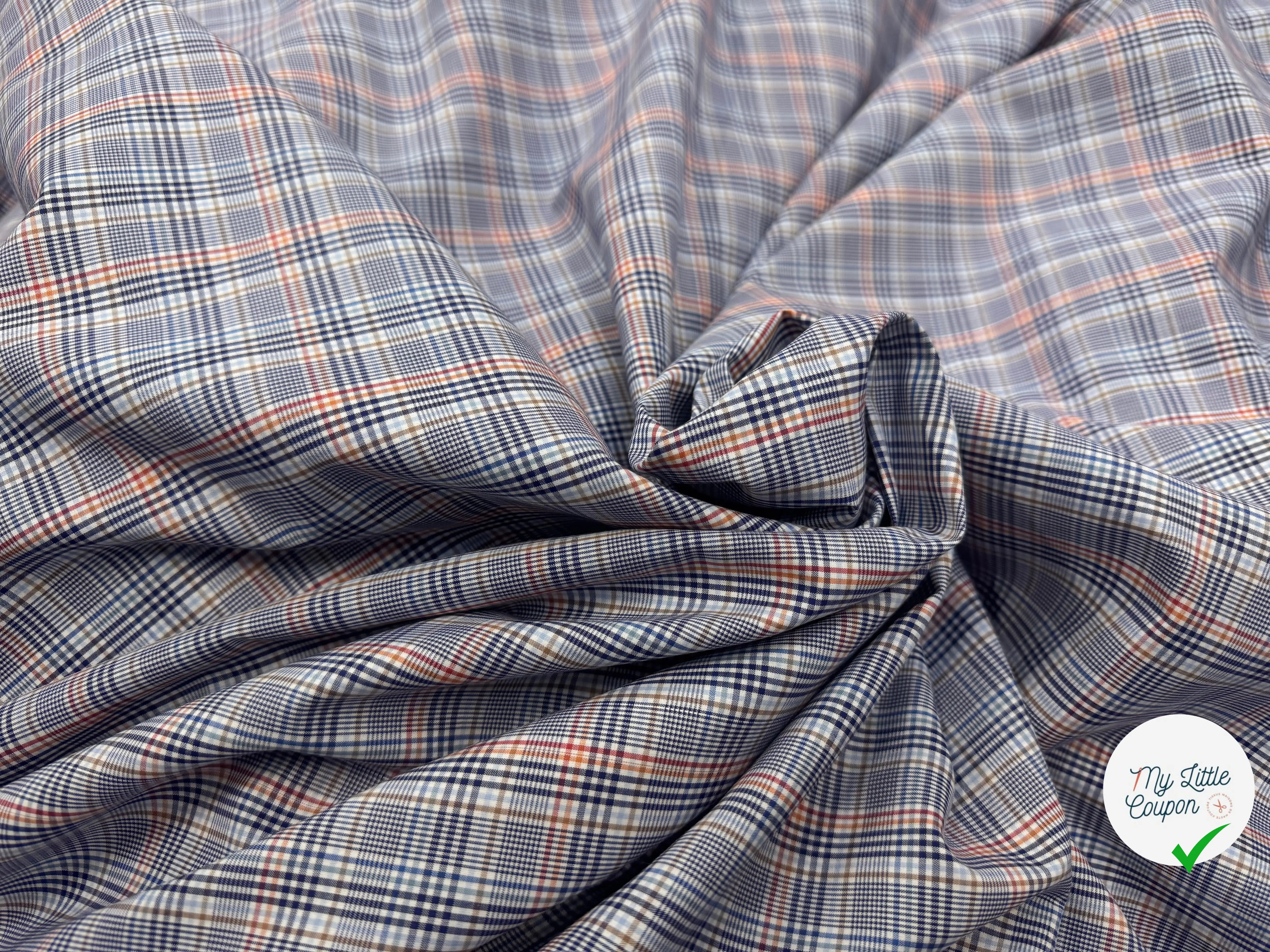 POPELINE DE COTON FOND GRIS CARREAUX - My Little Coupon