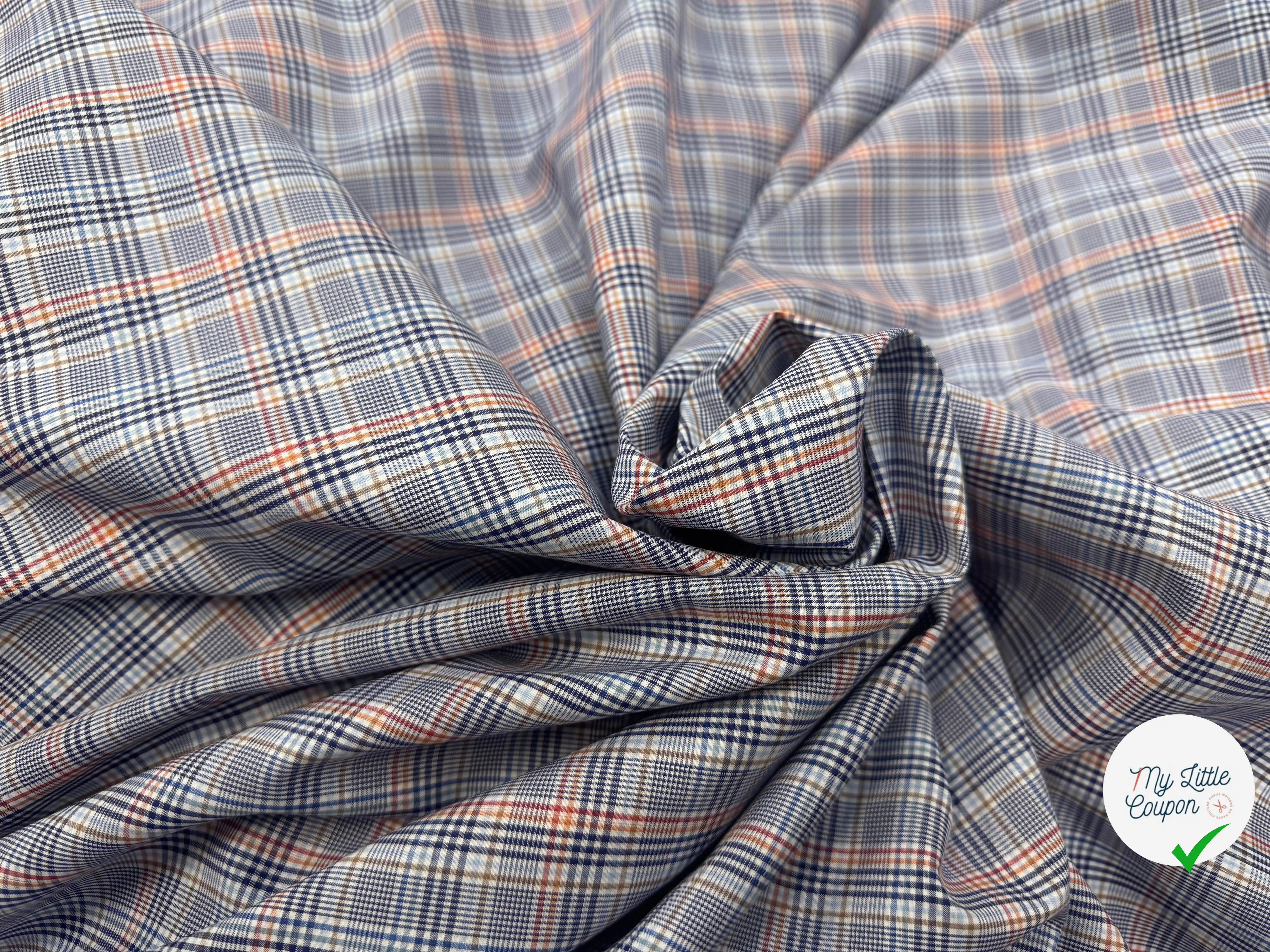 POPELINE DE COTON FOND GRIS CARREAUX - My Little Coupon