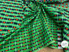 POPELINE DE COTON FOND VERT MOTIF À CARREAUX MARINE ROUGE - My Little Coupon