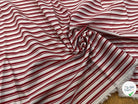 POPELINE DE COTON GROSSES RAYURES BORDEAUX ET BLANC - My Little Coupon
