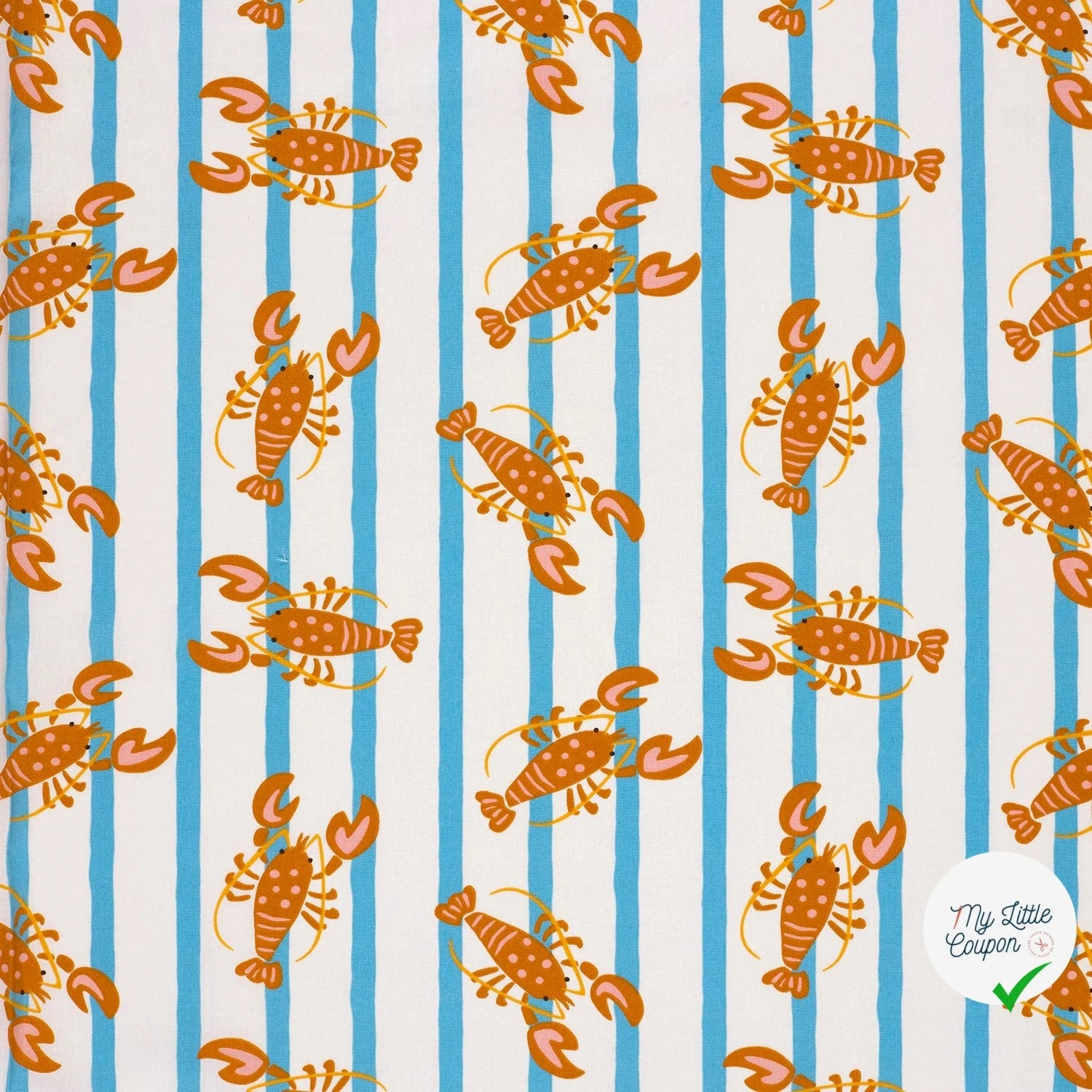 POPELINE DE COTON IMPRIMÉ HOMARD BLANC CASSÉ - My Little Coupon