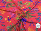 POPELINE DE COTON IMPRIMÉE EDEN COLORÉ FOND ROUGE FUCHSIA - My Little Coupon - tissu - coudre