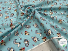 POPELINE DE COTON IMPRIMÉE LITTLE ONES PIRATES KID BLEU CIEL - My Little Coupon