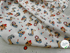 POPELINE DE COTON IMPRIMÉE LITTLE ONES PIRATES KID ECRU - My Little Coupon