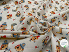 POPELINE DE COTON IMPRIMÉE LITTLE ONES PIRATES KID ECRU - My Little Coupon