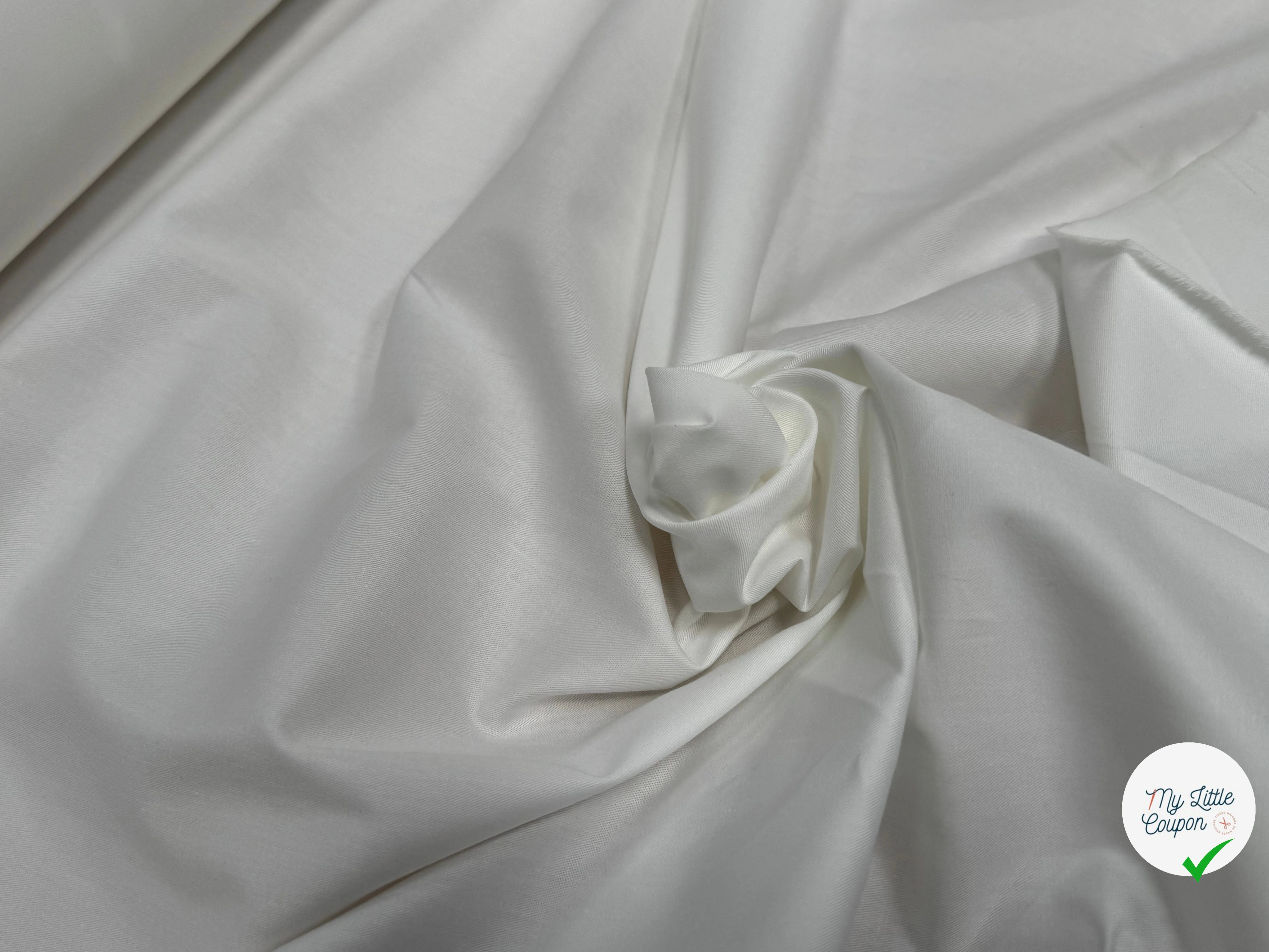 POPELINE DE COTON LÉGÈREMENT SERGÉE QUALITÉ COUTURE BLANC - My Little Coupon
