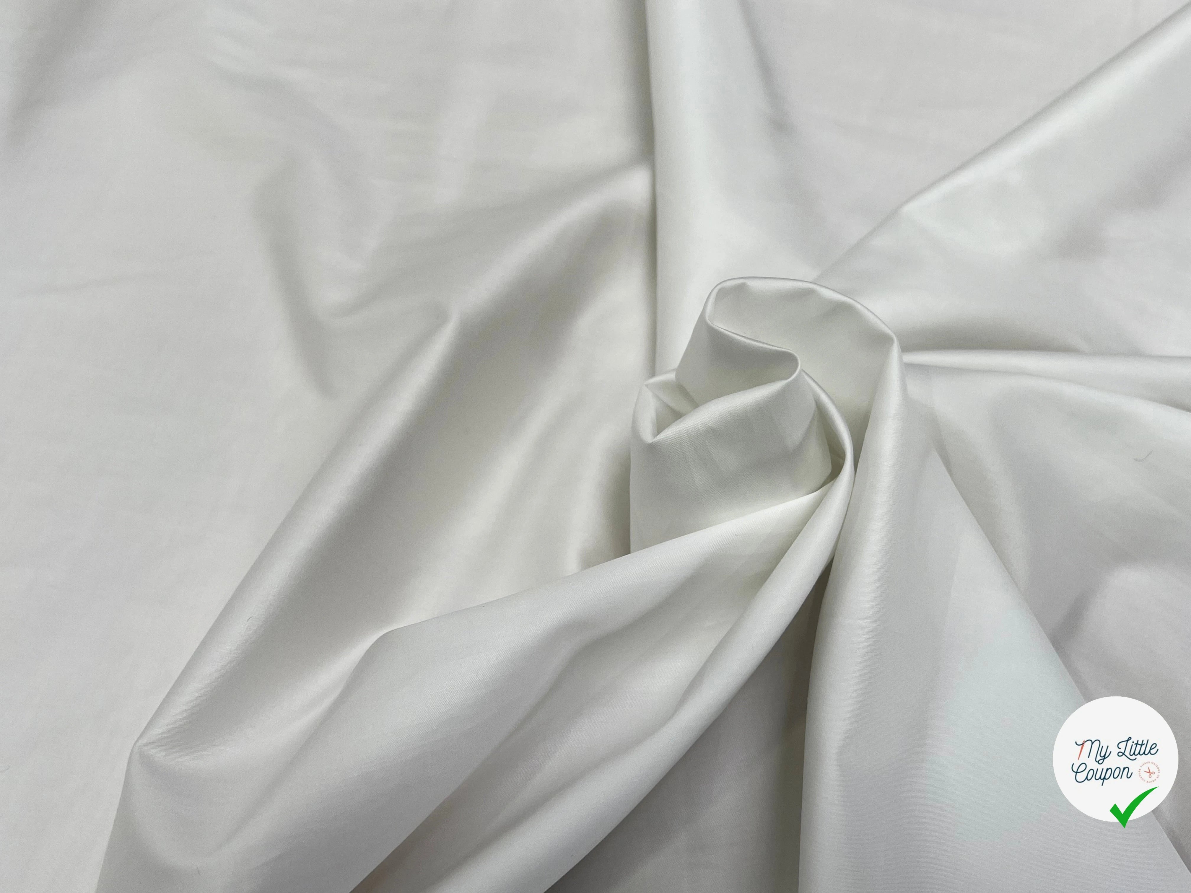 POPELINE DE COTON LISSE LÉGÈREMENT SATINÉ BLANCHE 140CM - My Little Coupon