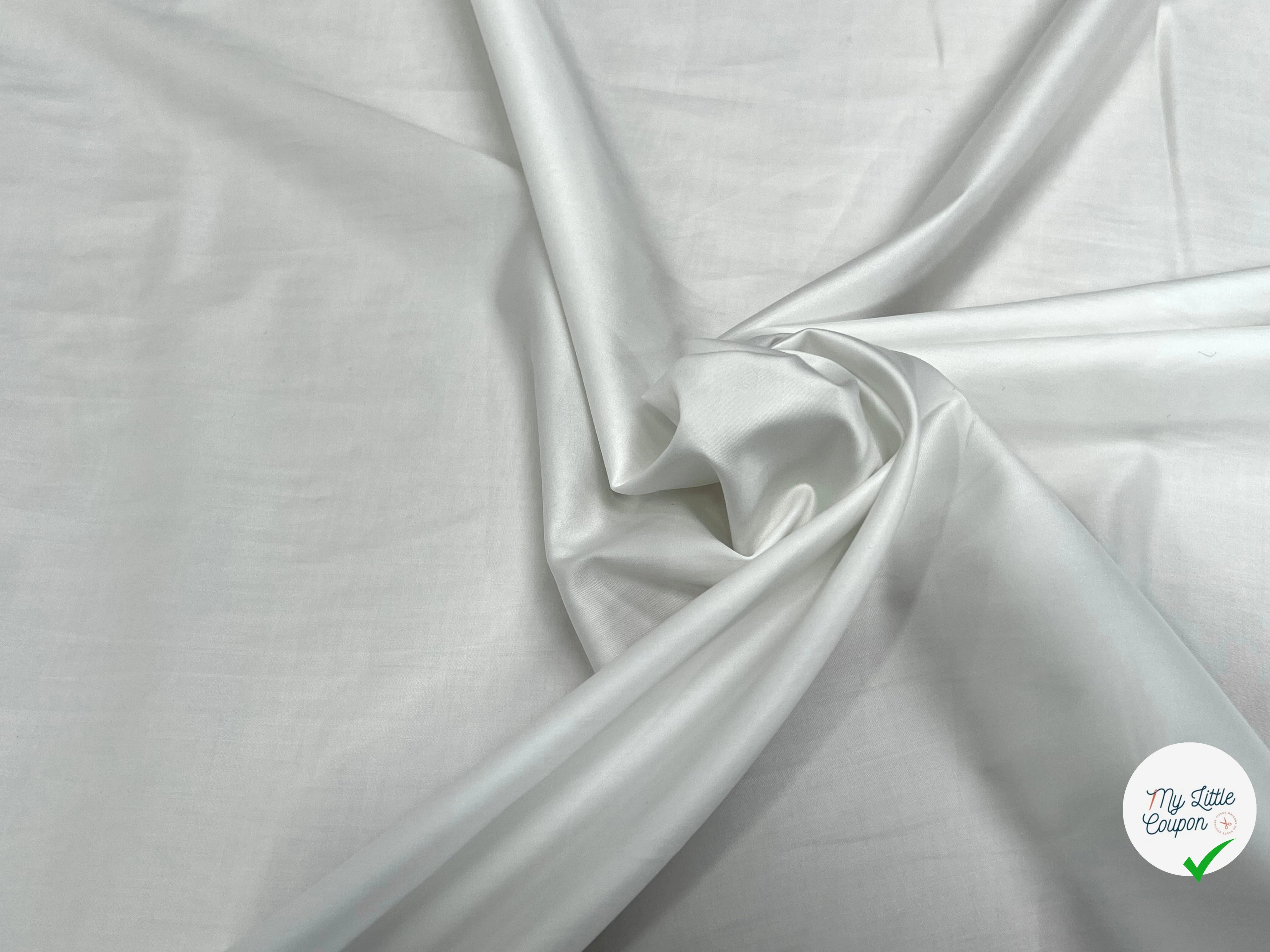 POPELINE DE COTON LISSE LÉGÈREMENT SATINÉ BLANCHE 140CM - My Little Coupon