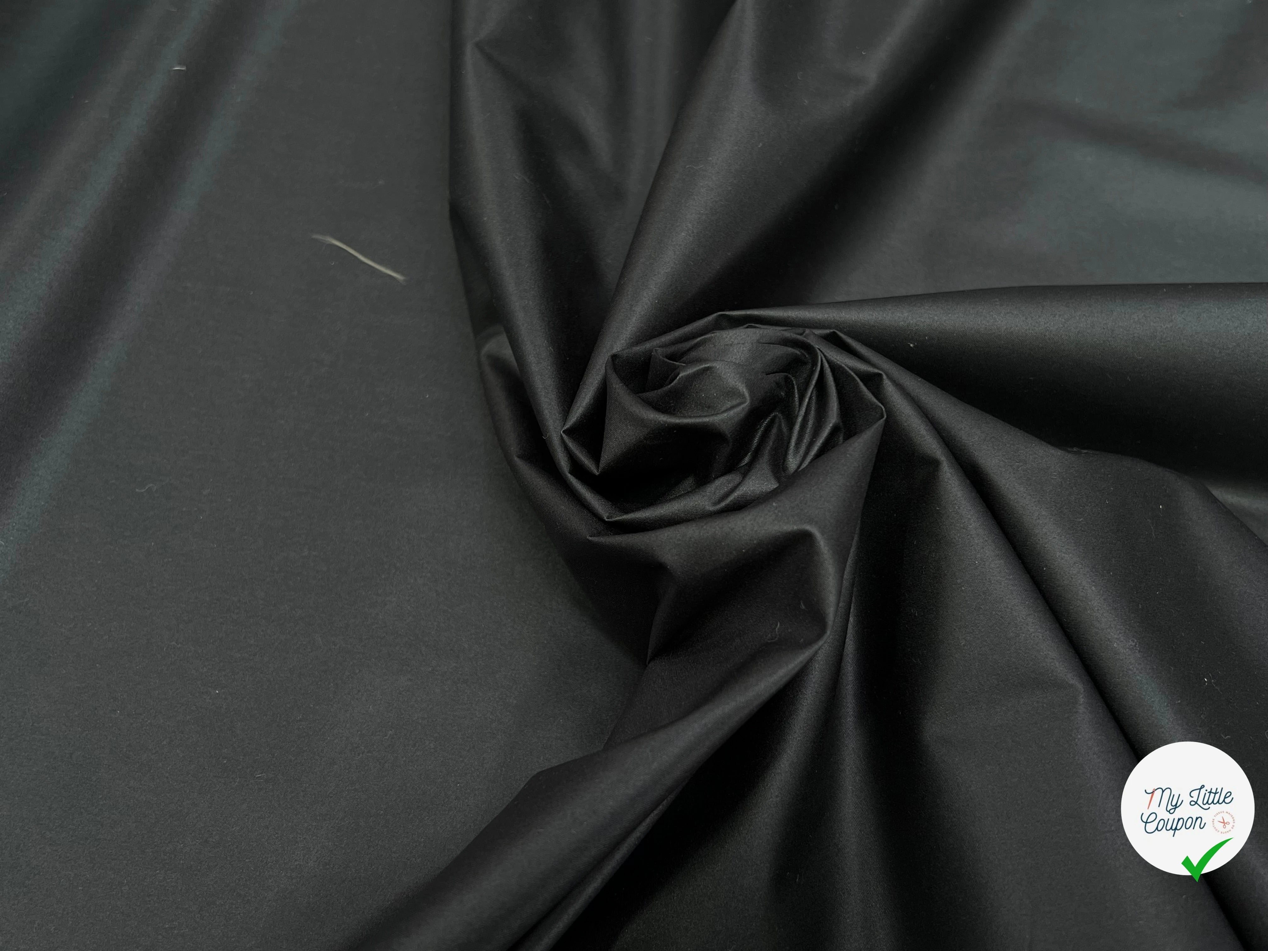 POPELINE DE COTON LISSE LÉGÈREMENT SATINÉ DOUBLE FACE NOIR 100% COTON - My Little Coupon