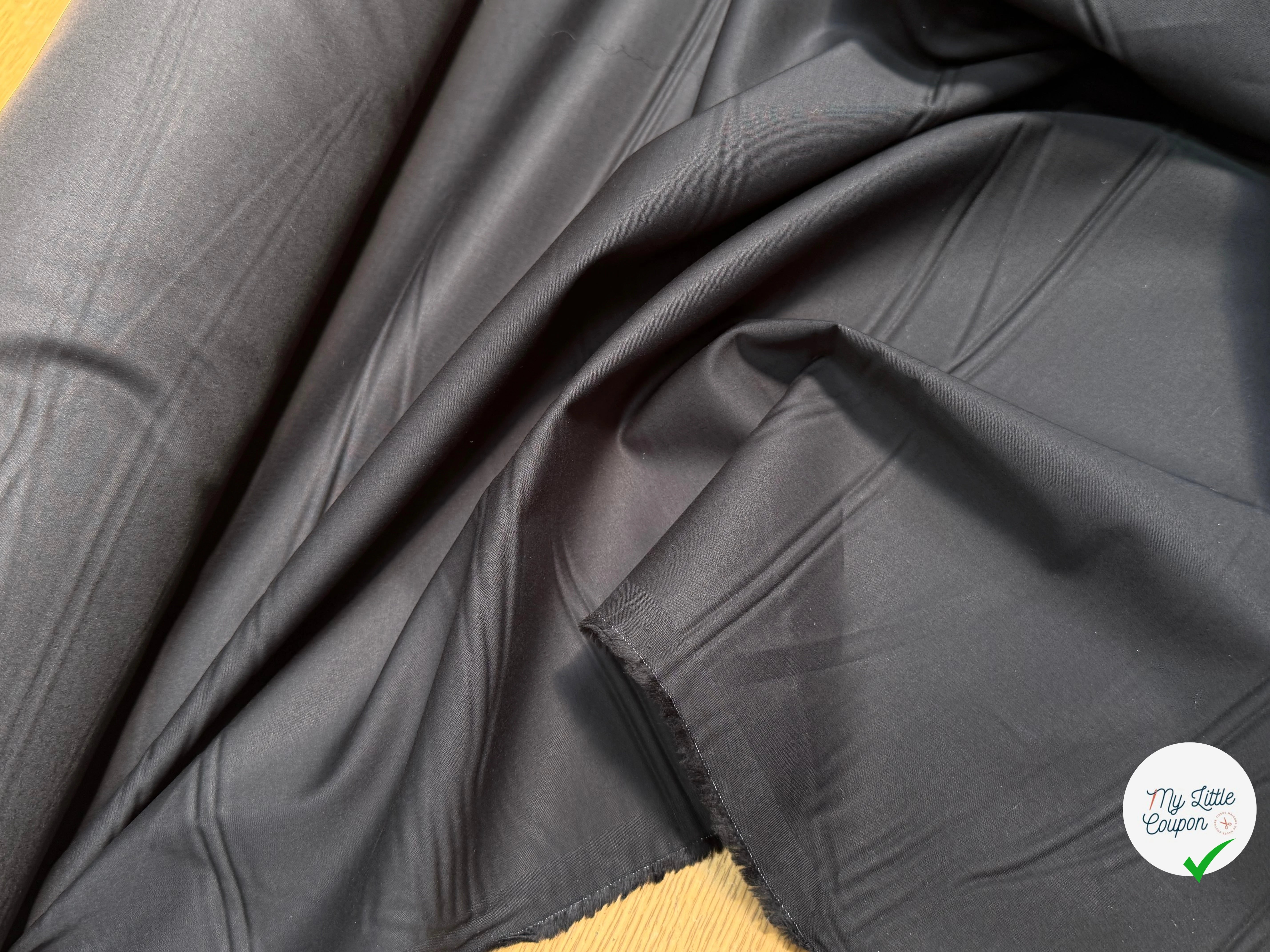 POPELINE DE COTON LISSE QUALITÉ COUTURE NOIR 200 - My Little Coupon