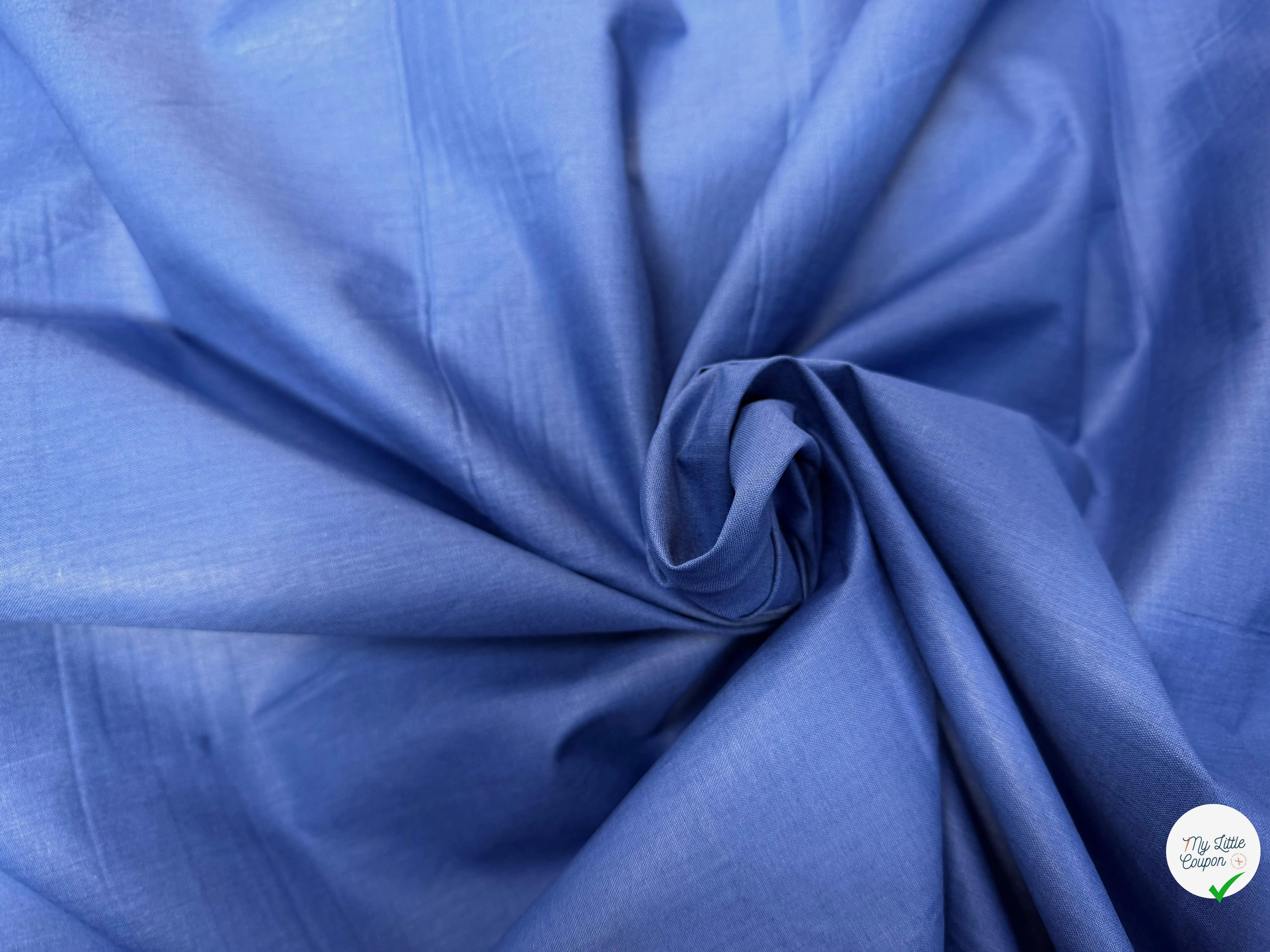 POPELINE DE COTON MERCERISÉ DOUBLE LAIZE BLEU - My Little Coupon