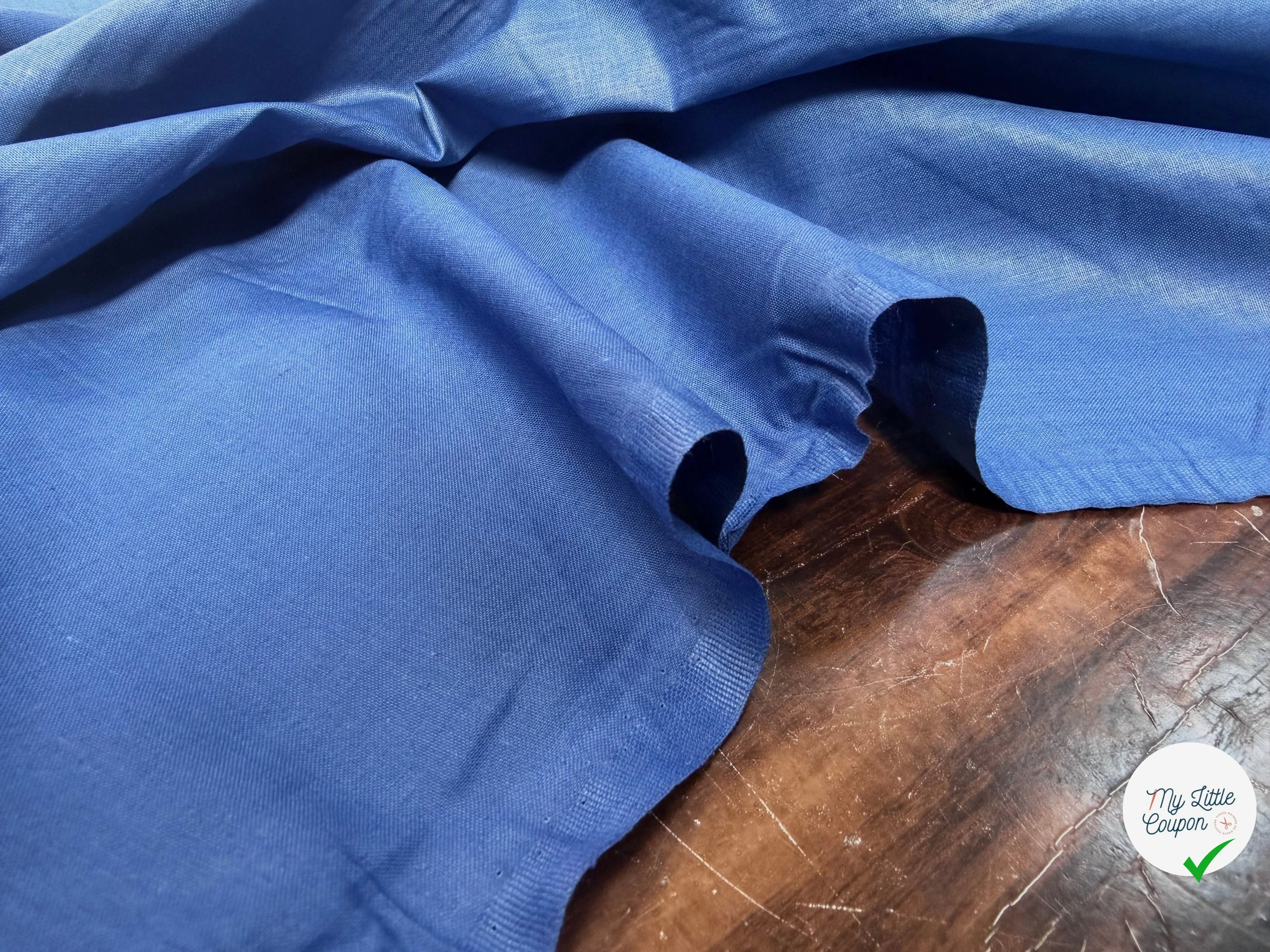 POPELINE DE COTON MERCERISÉ DOUBLE LAIZE BLEU - My Little Coupon
