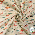 POPELINE DE COTON MONTGOLFIÈRE BLANC CASSÉ - My Little Coupon