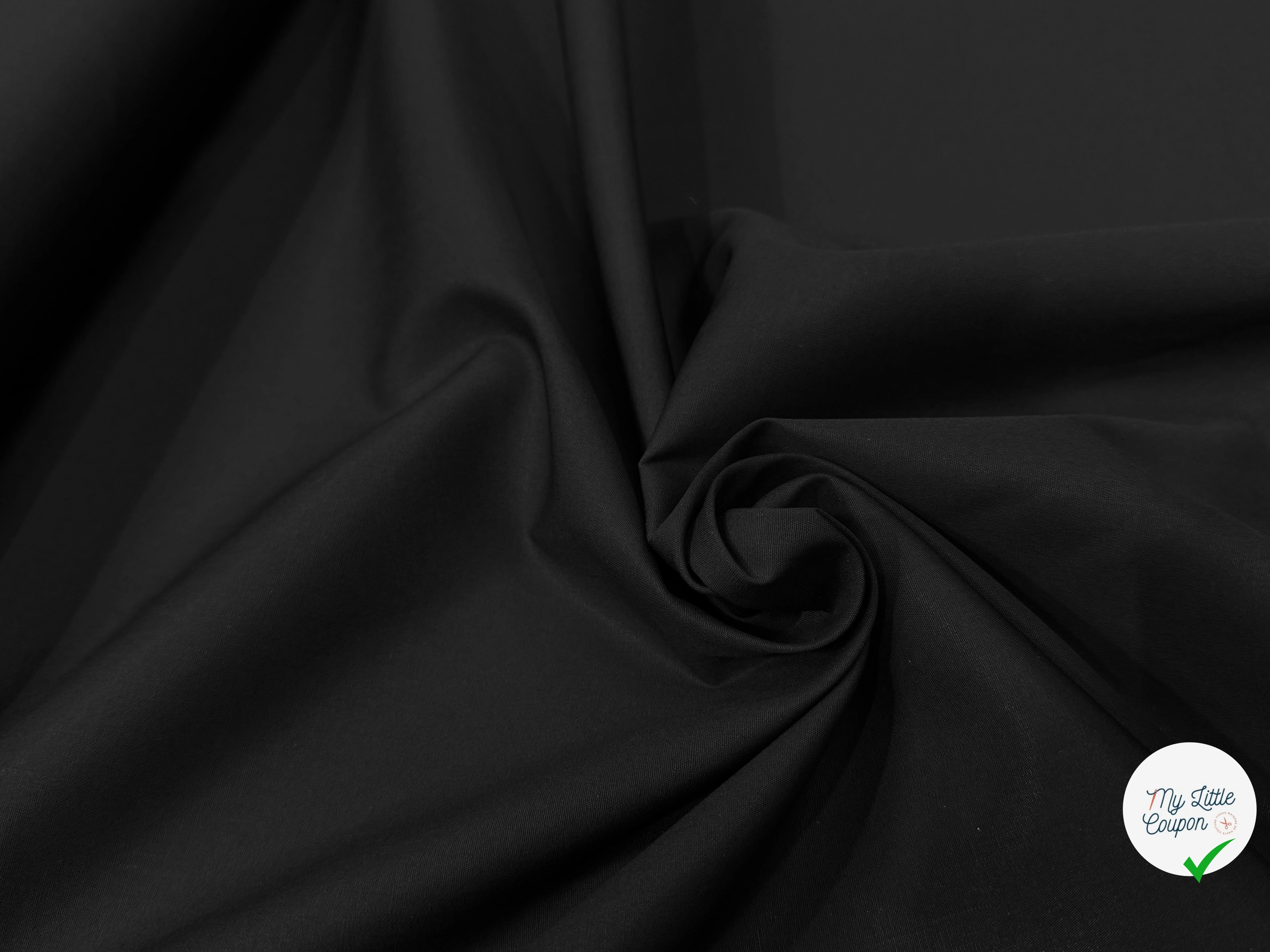 POPELINE DE COTON NOIR 150 CM - My Little Coupon
