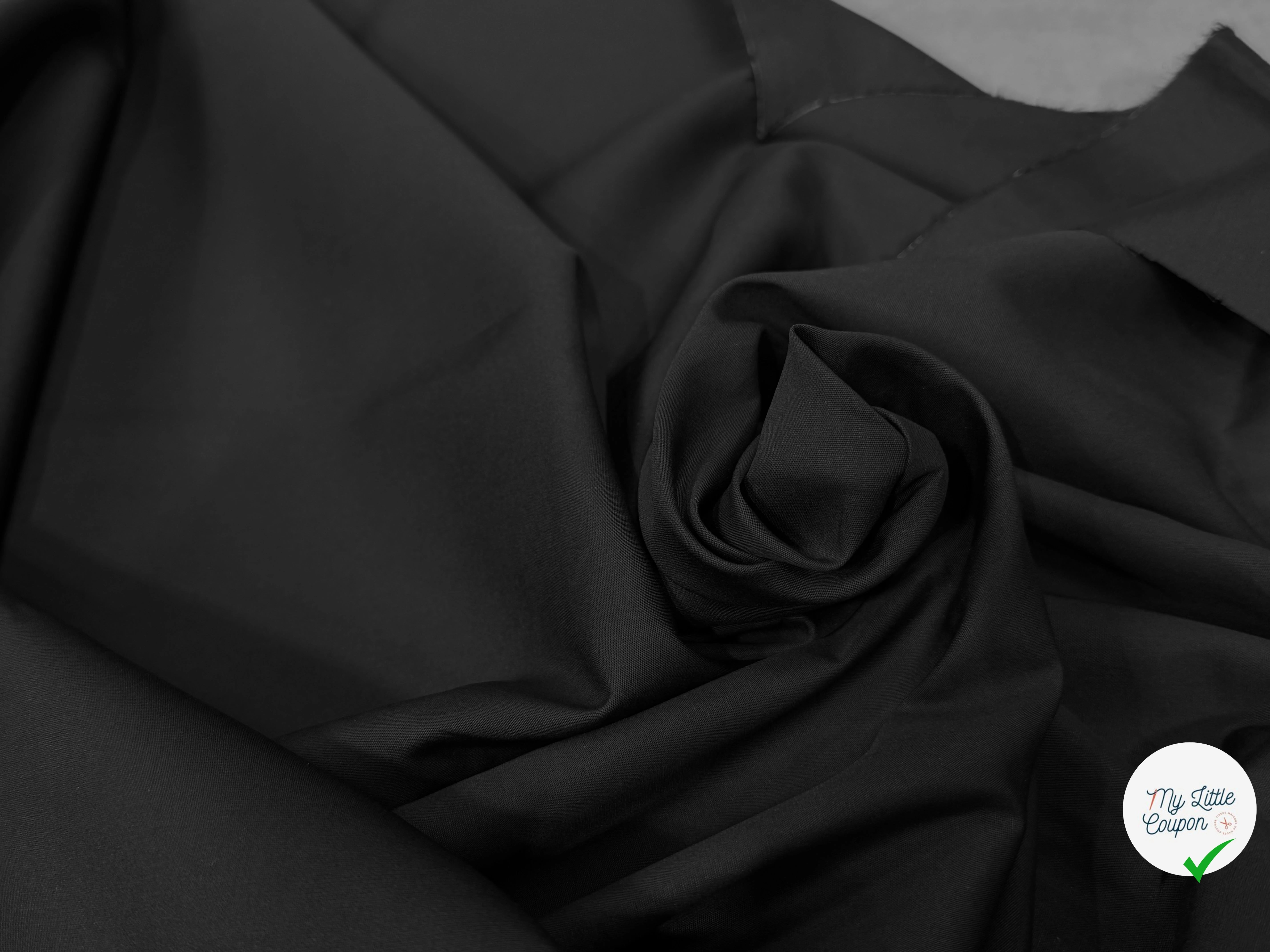 POPELINE DE COTON NOIR 150 CM - My Little Coupon