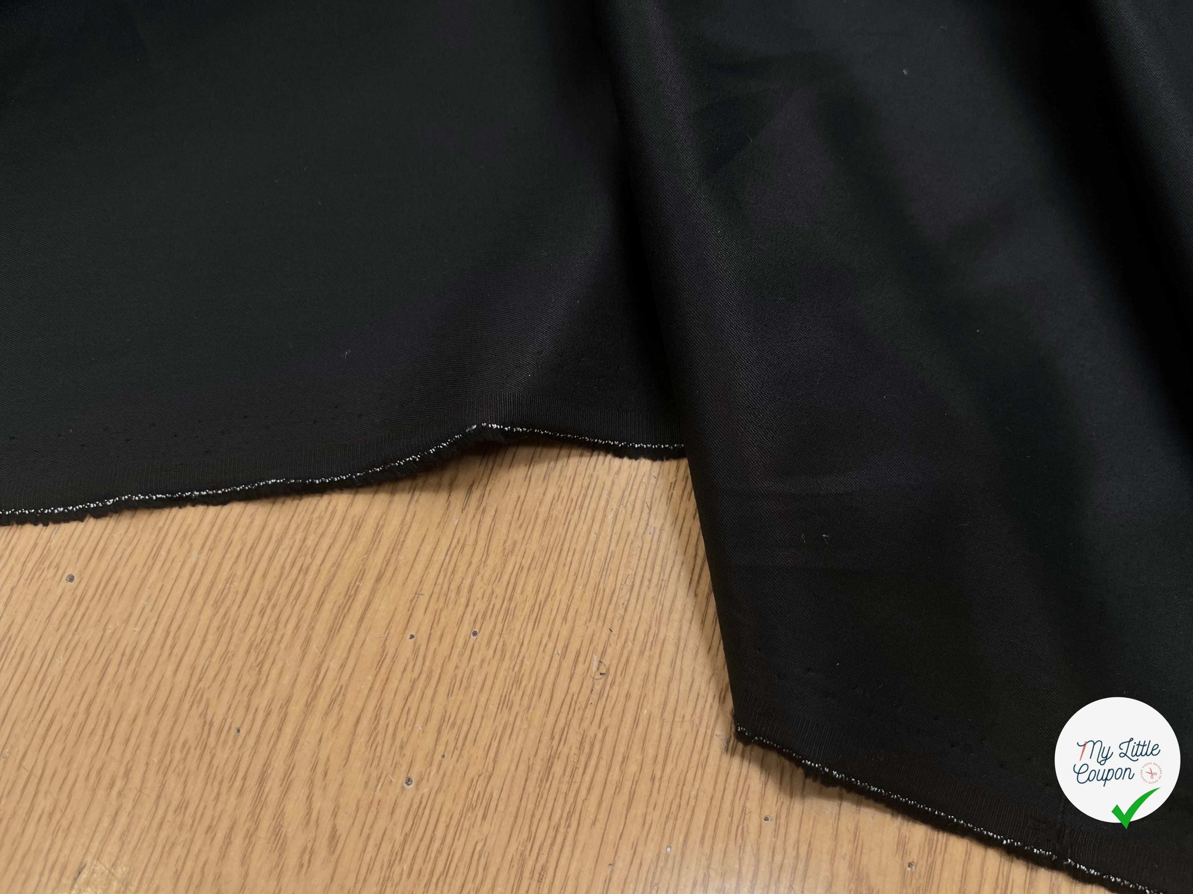 POPELINE DE COTON NOIR LEGEREMENT SATINÉ 150CM 100% COTON - My Little Coupon