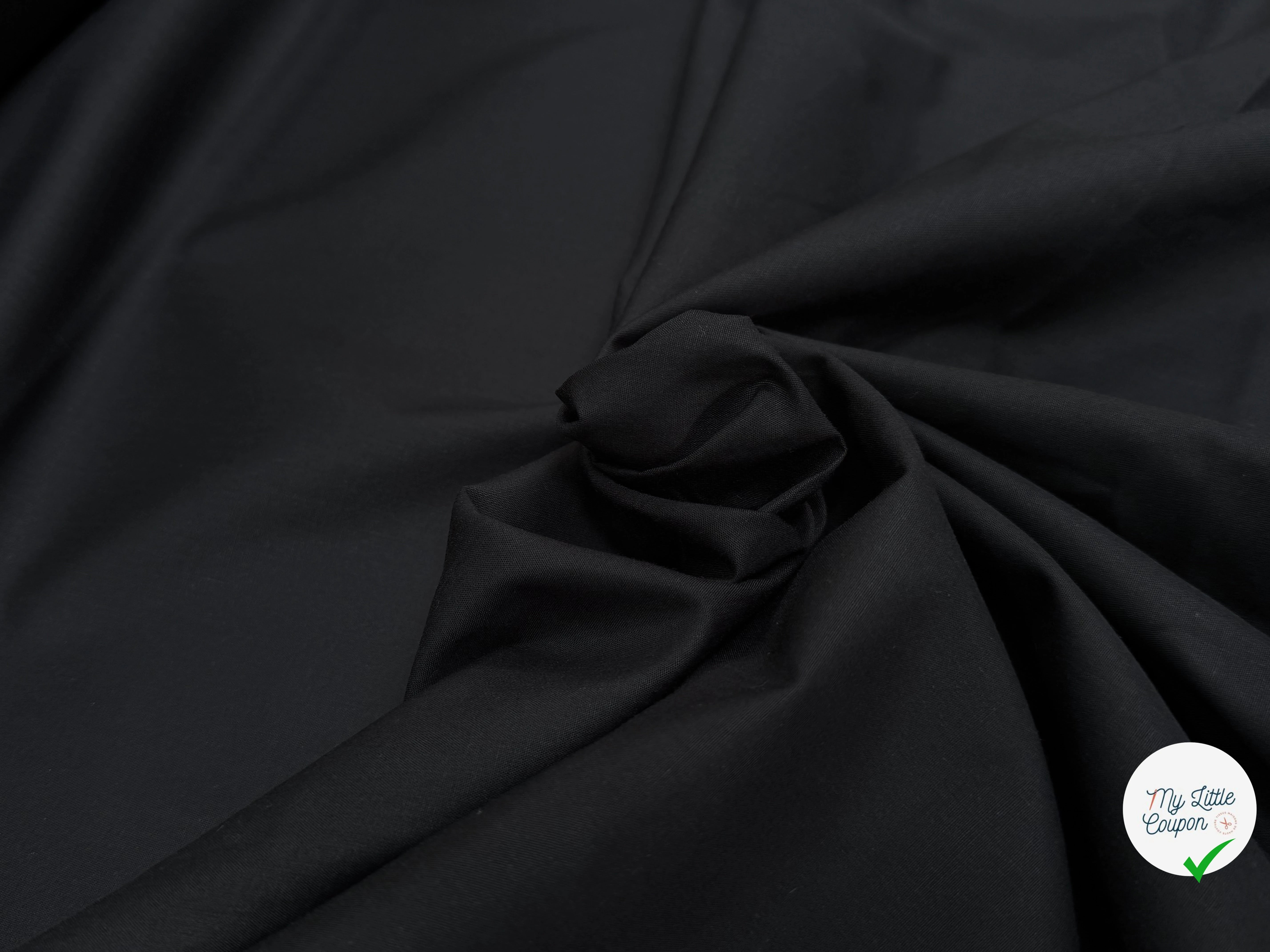 POPELINE DE COTON NOIR PREMIUM GRANDE LAIZE 280 MADE IN FRANCE - My Little Coupon