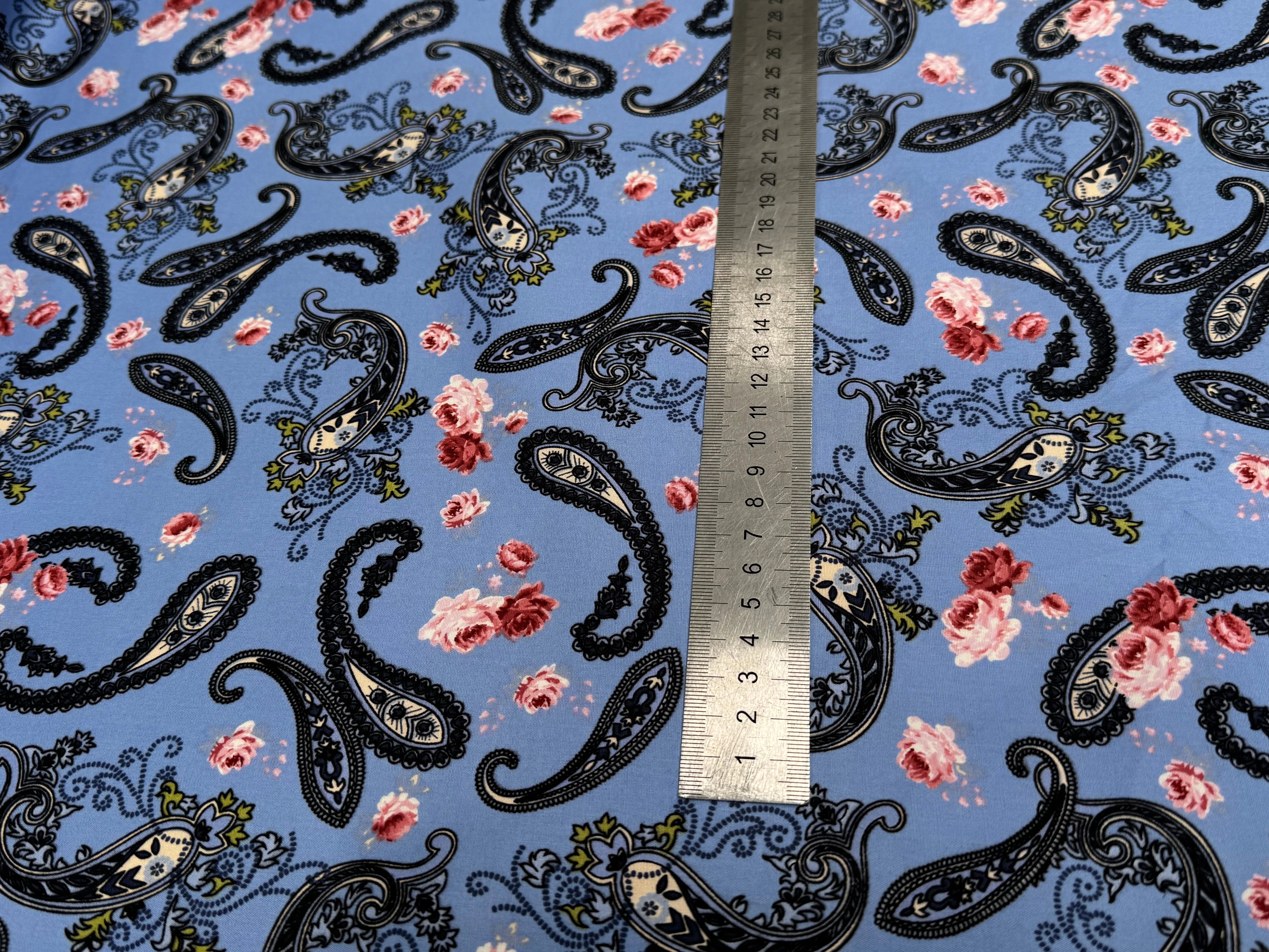 POPELINE DE COTON PAISLEY BLEU - My Little Coupon